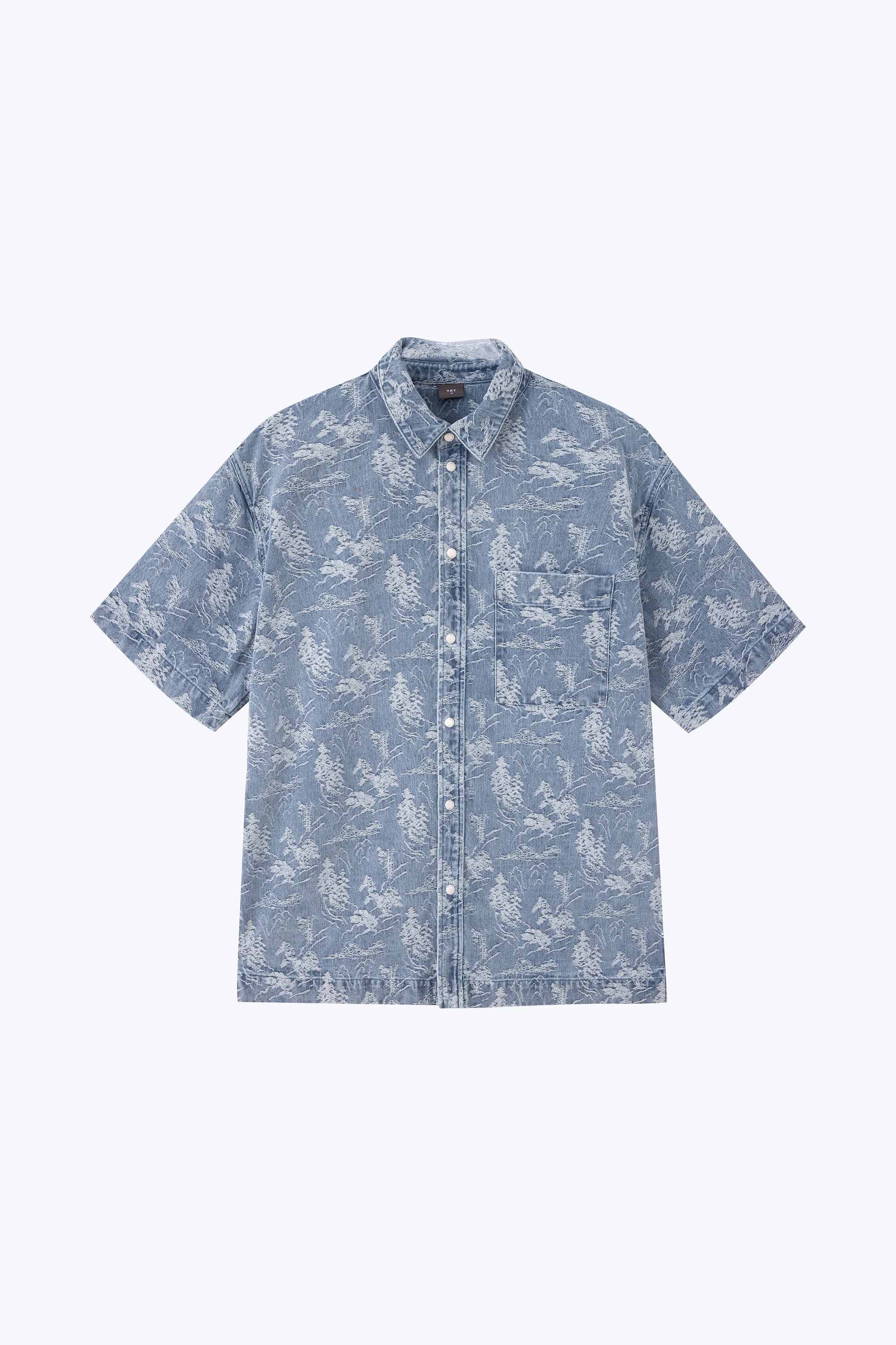Denim Jacquard Shirt - Distressed Denim