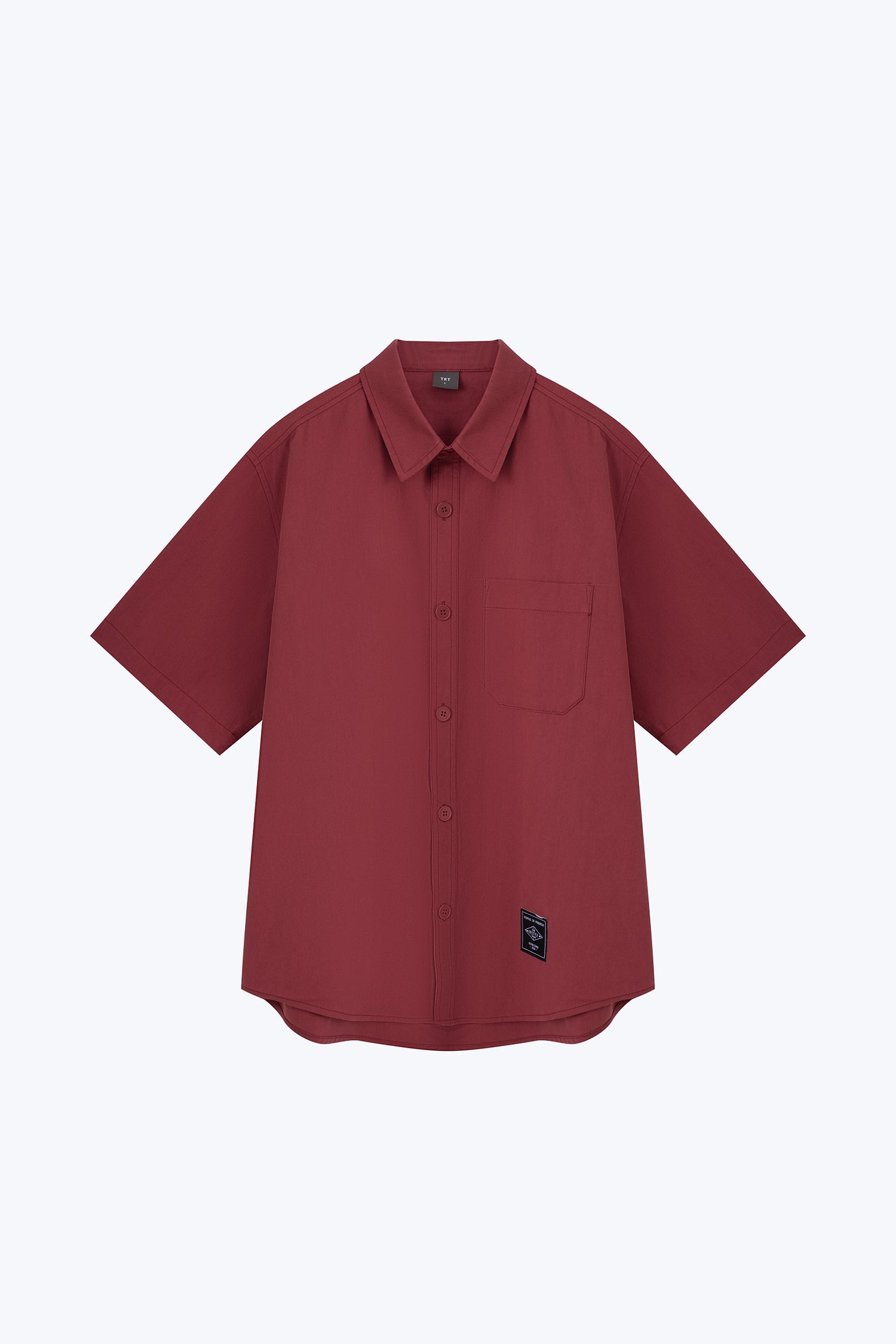 Oversized Shirt With Label At Hem - Maroon