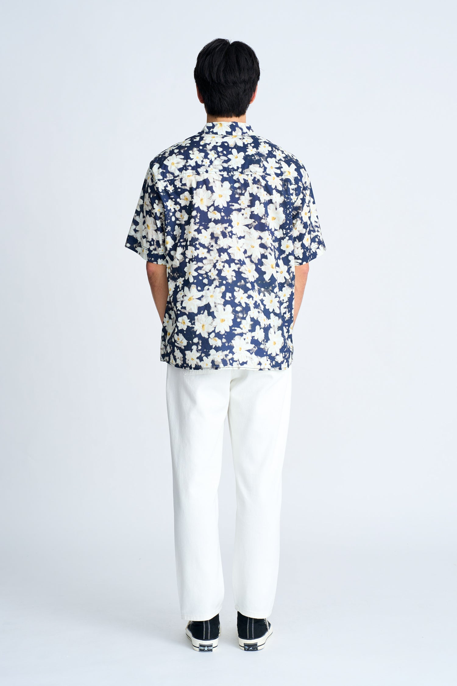 Abstract Floral Oversized Shirt - Floral Navy