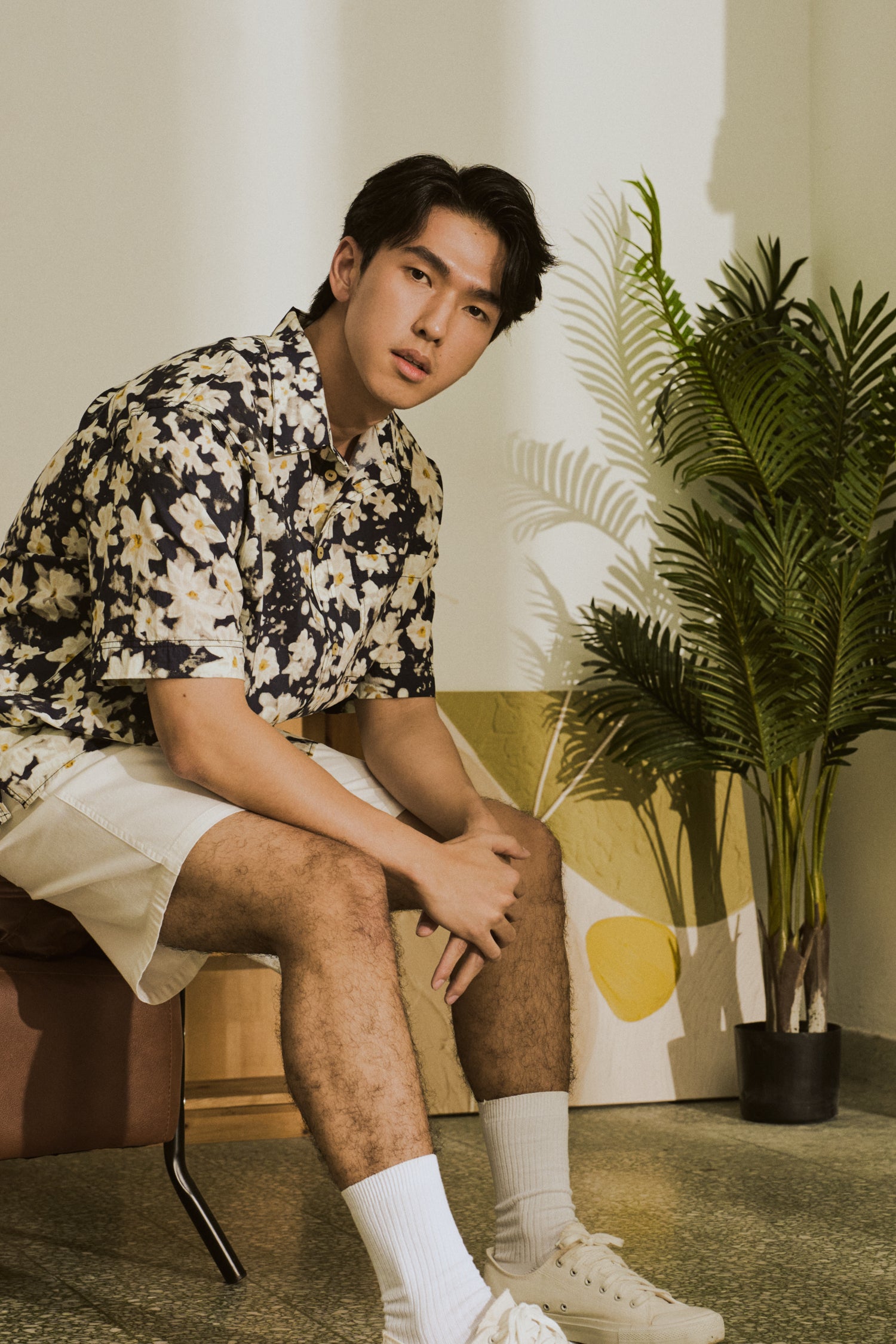 Abstract Floral Oversized Shirt - Floral Navy