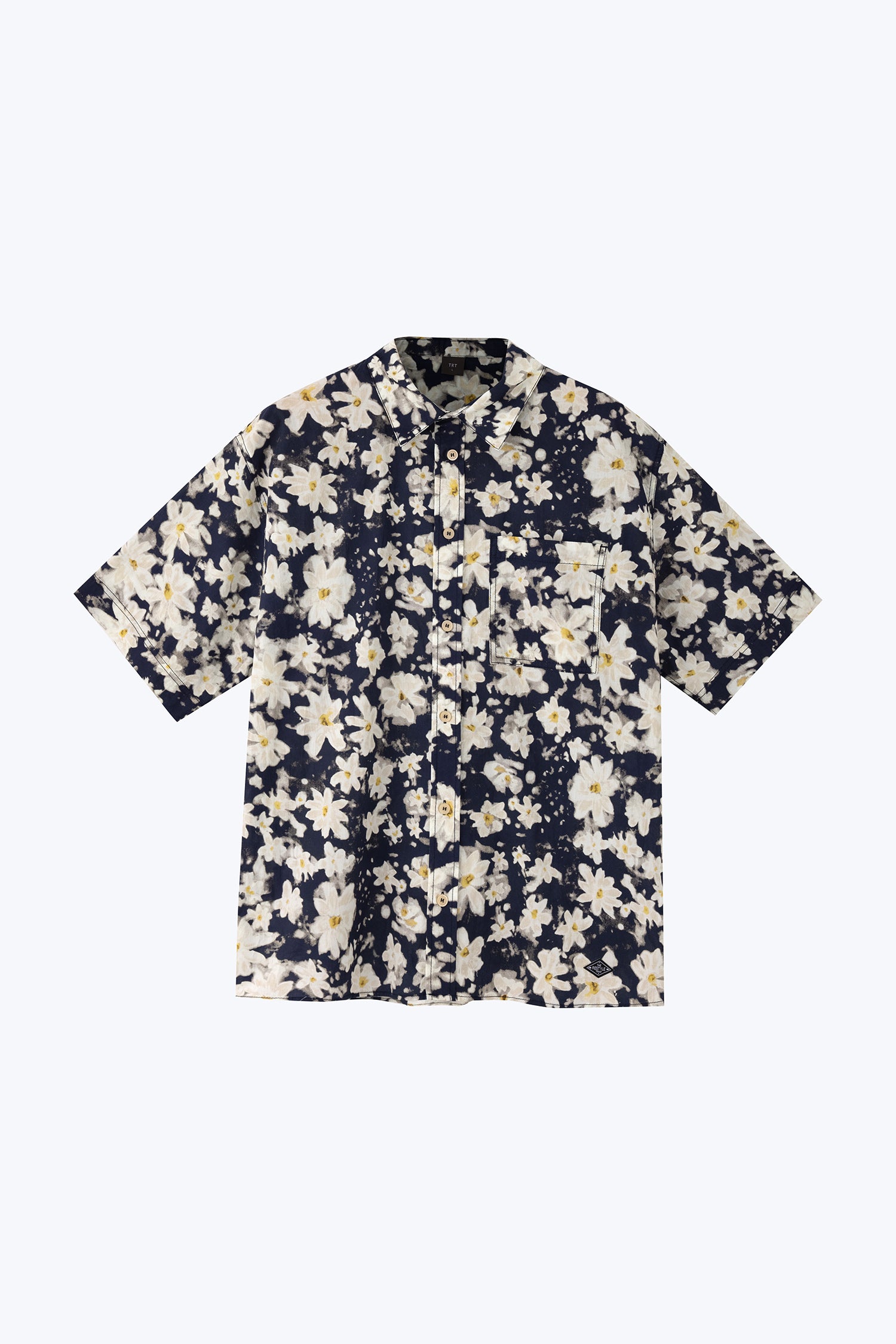Abstract Floral Oversized Shirt - Floral Navy