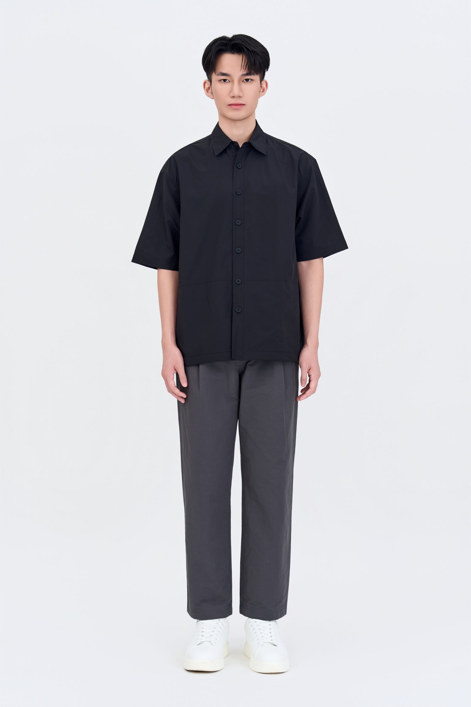 Casual Point Collar Shirt - Black