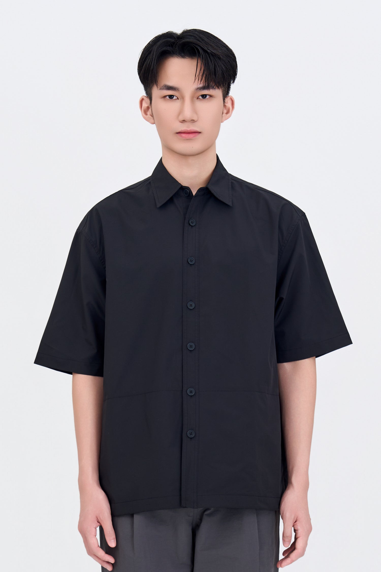 Casual Point Collar Shirt - Black