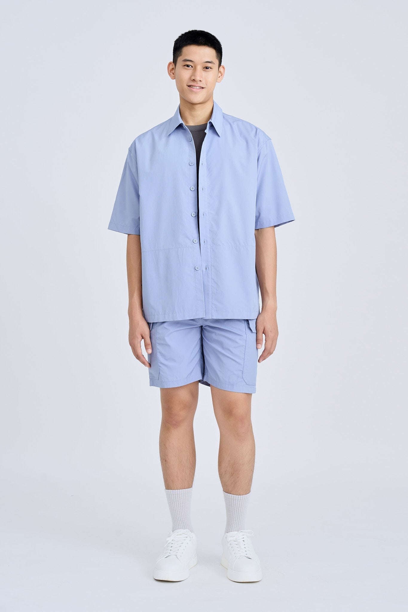 Casual Point Collar Shirt - Deep Periwinkle