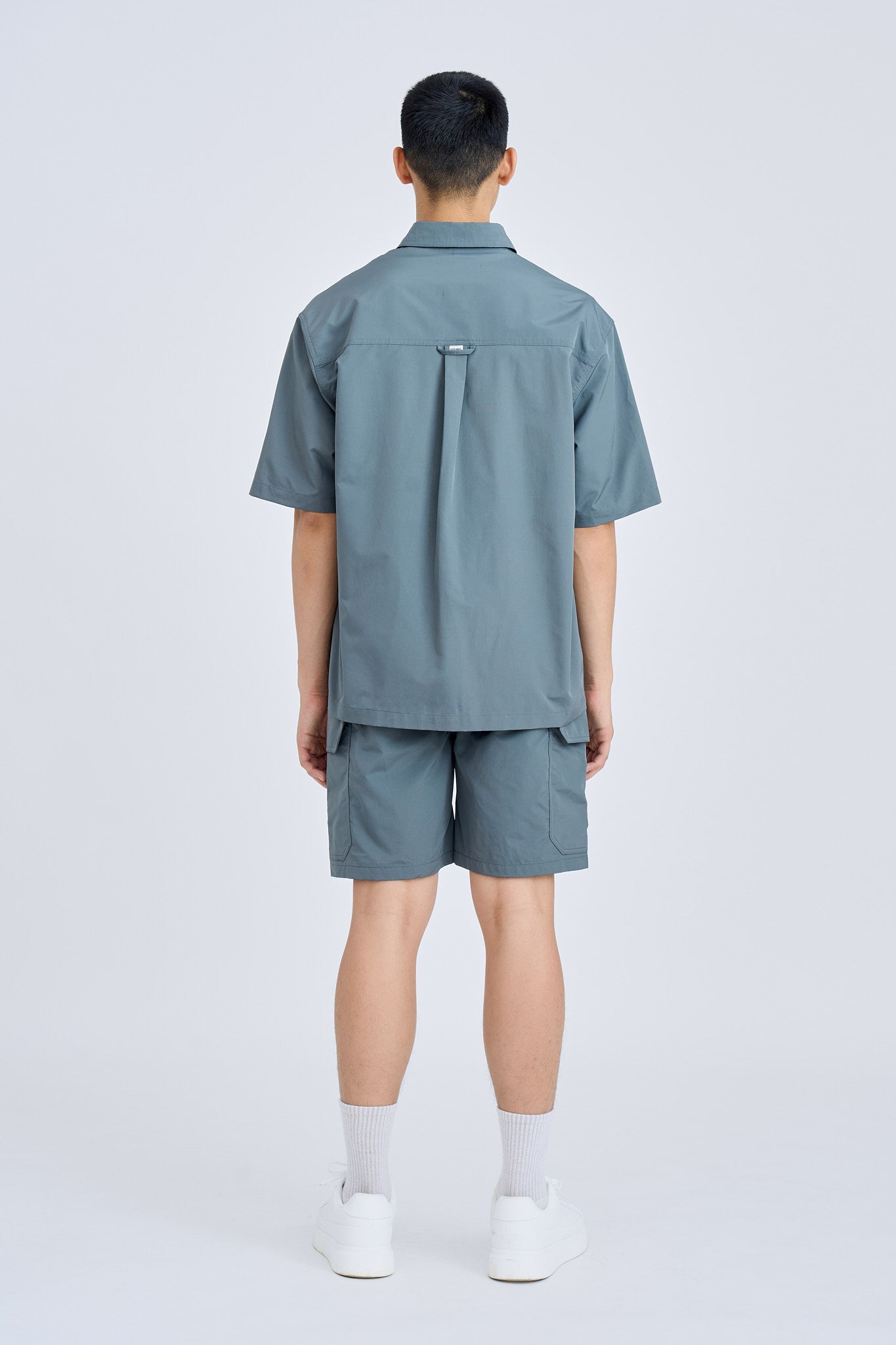 Casual Point Collar Shirt - Gray Green