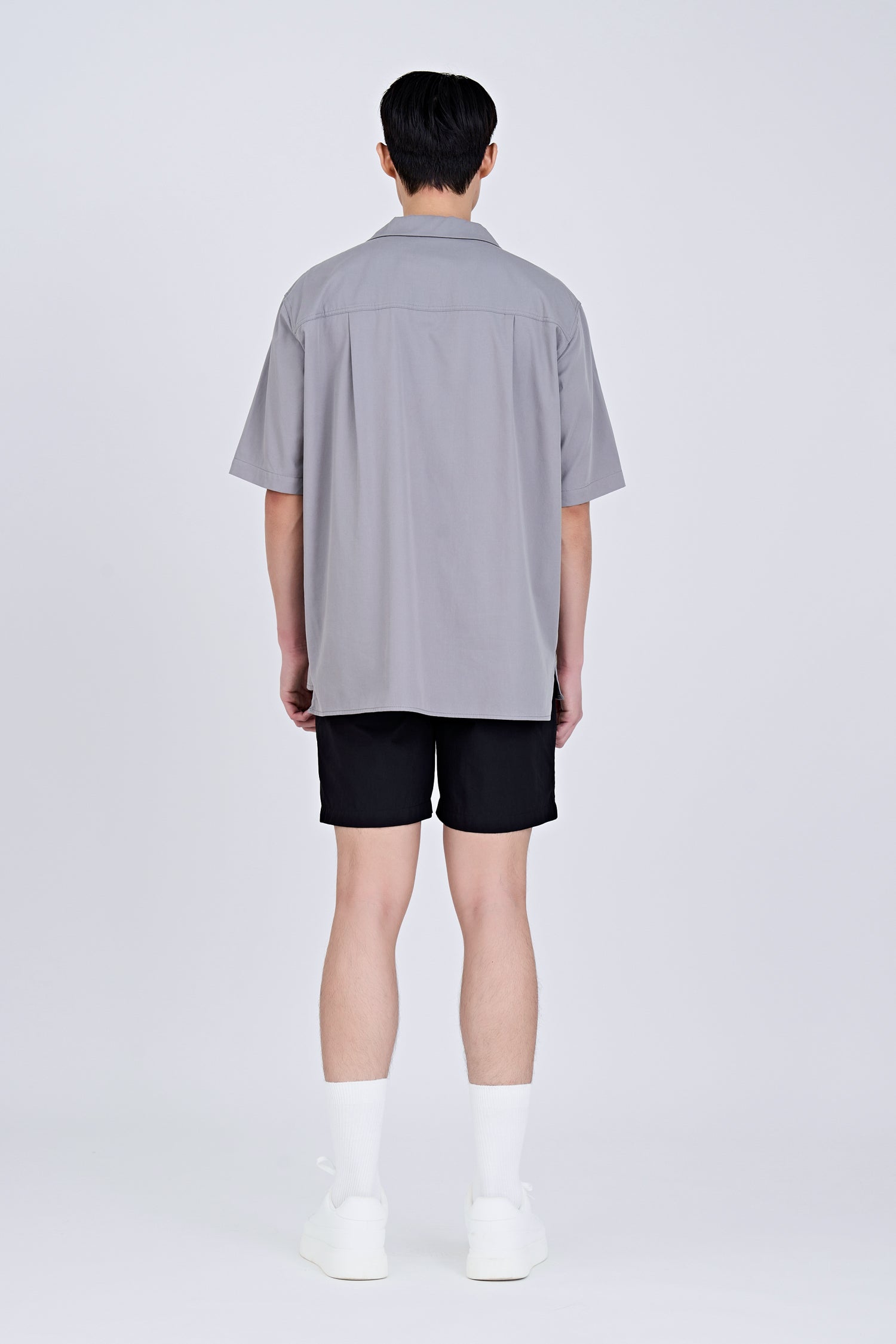 Worker's Pocket Cuban Collar Shirt - Grey