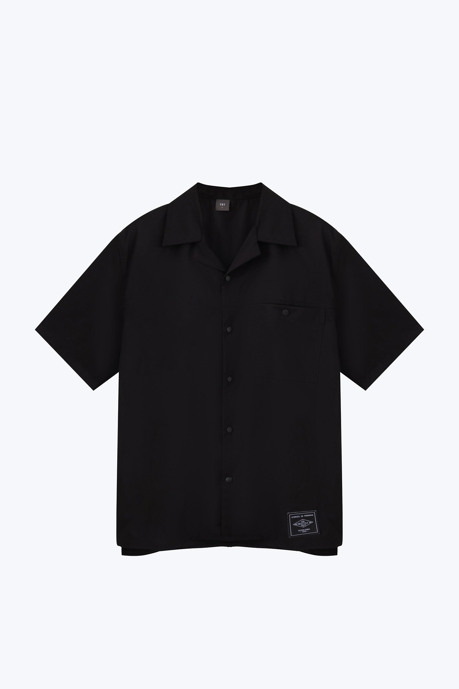 Single Pocket Snap Button Shirt - Black