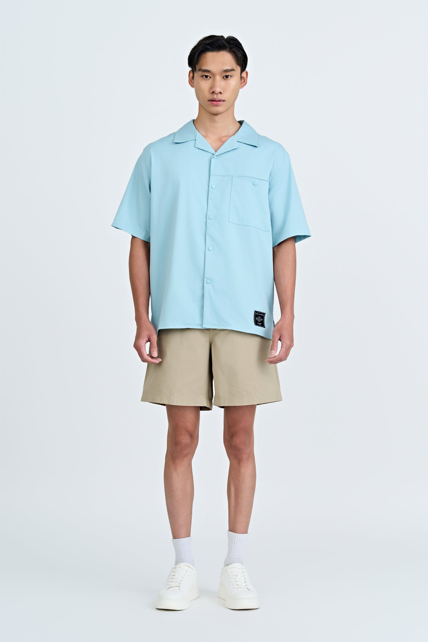 Single Pocket Snap Button Shirt - Dusty Blue