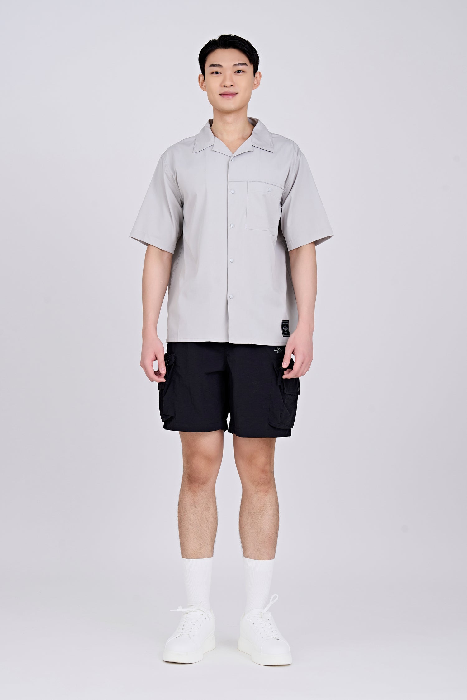 Single Pocket Snap Button Shirt - Silver