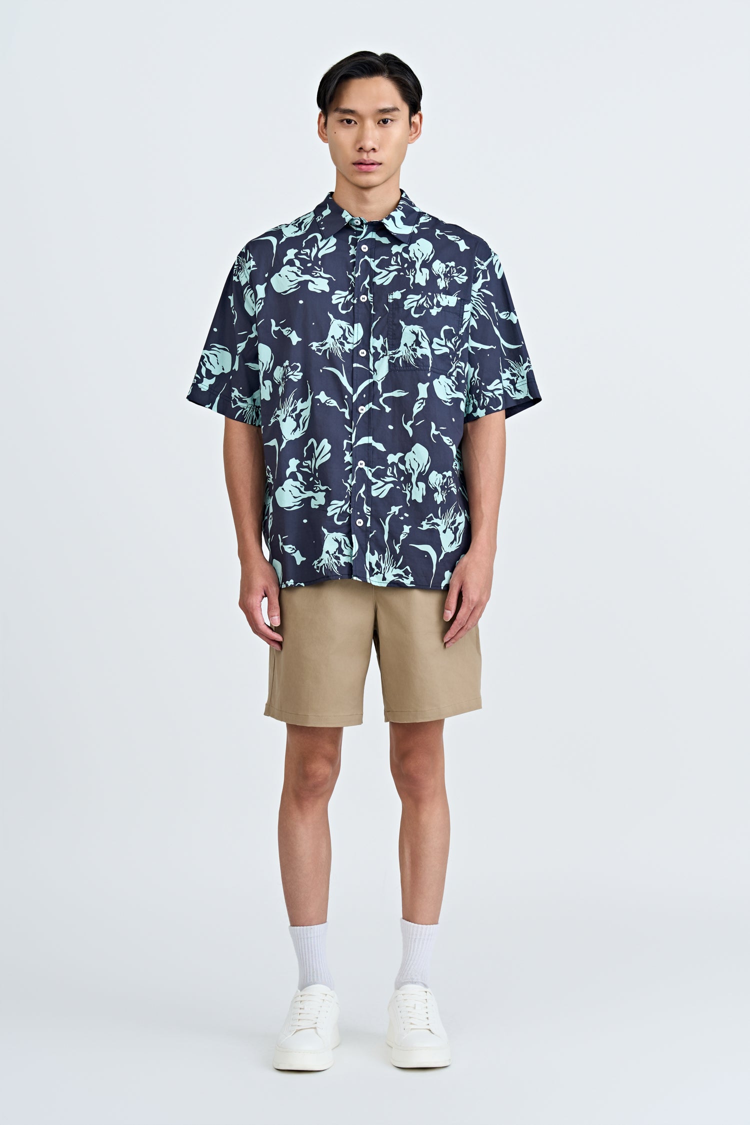 Relaxed Cut Floral Shirt - Floral Navy