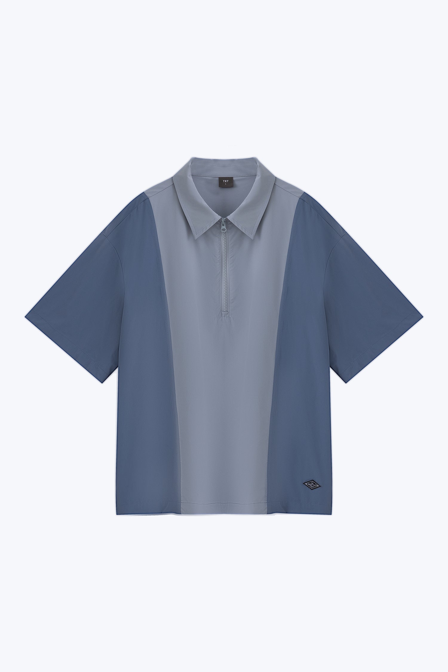 Panel Zip Placket Shirt - Steel Blue