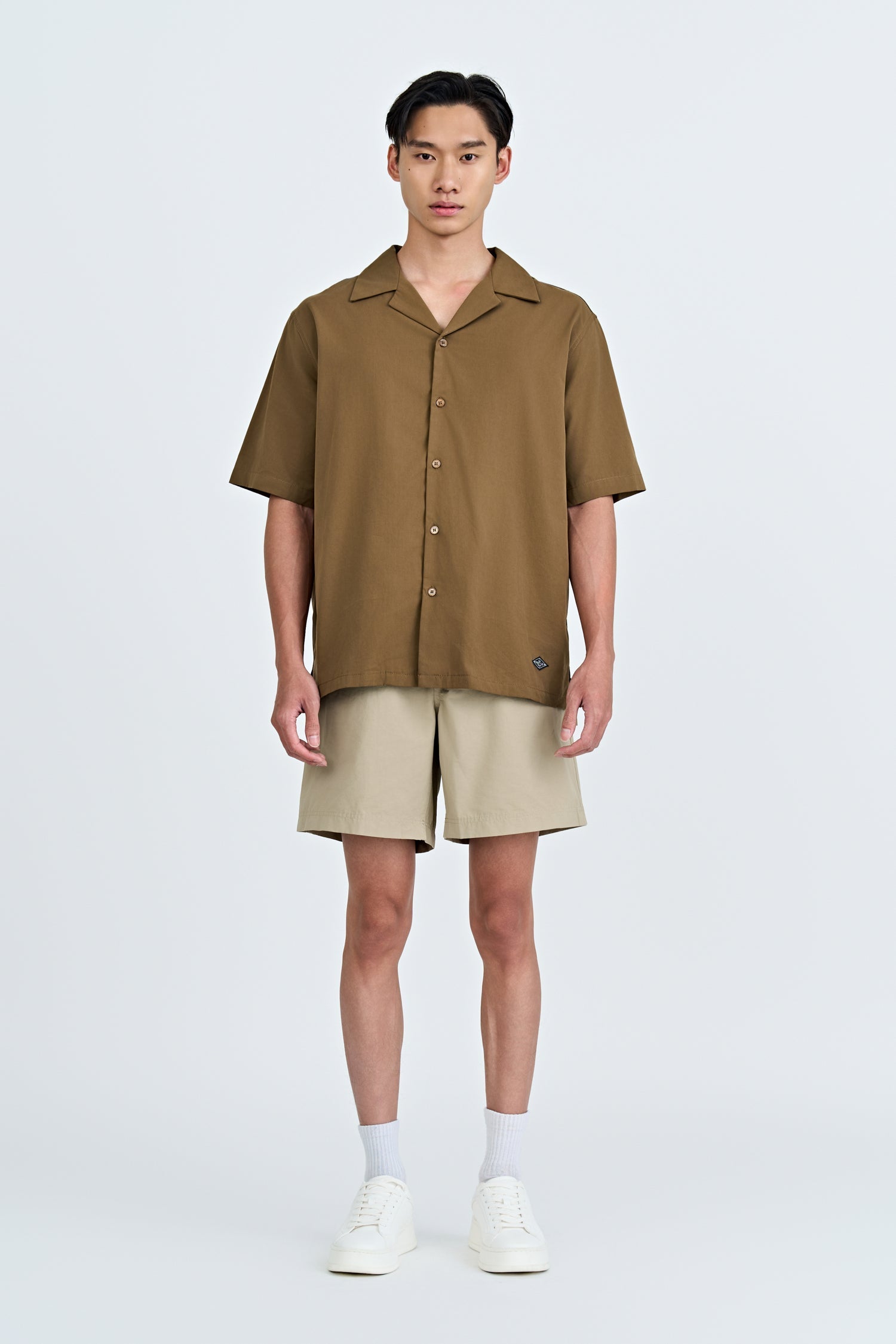 Open Collar Top - Coffee