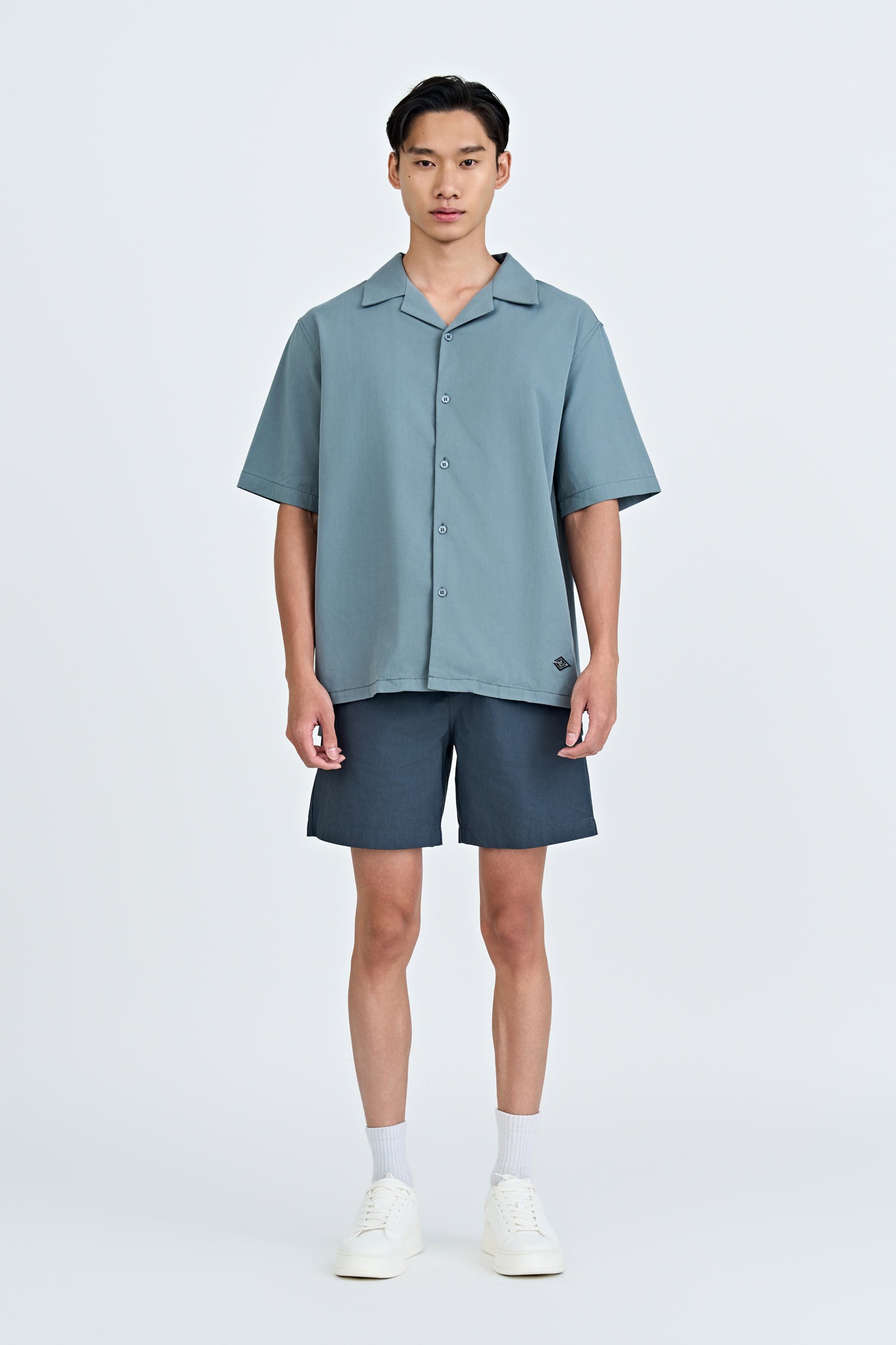 Open Collar Top - Elephant Grey