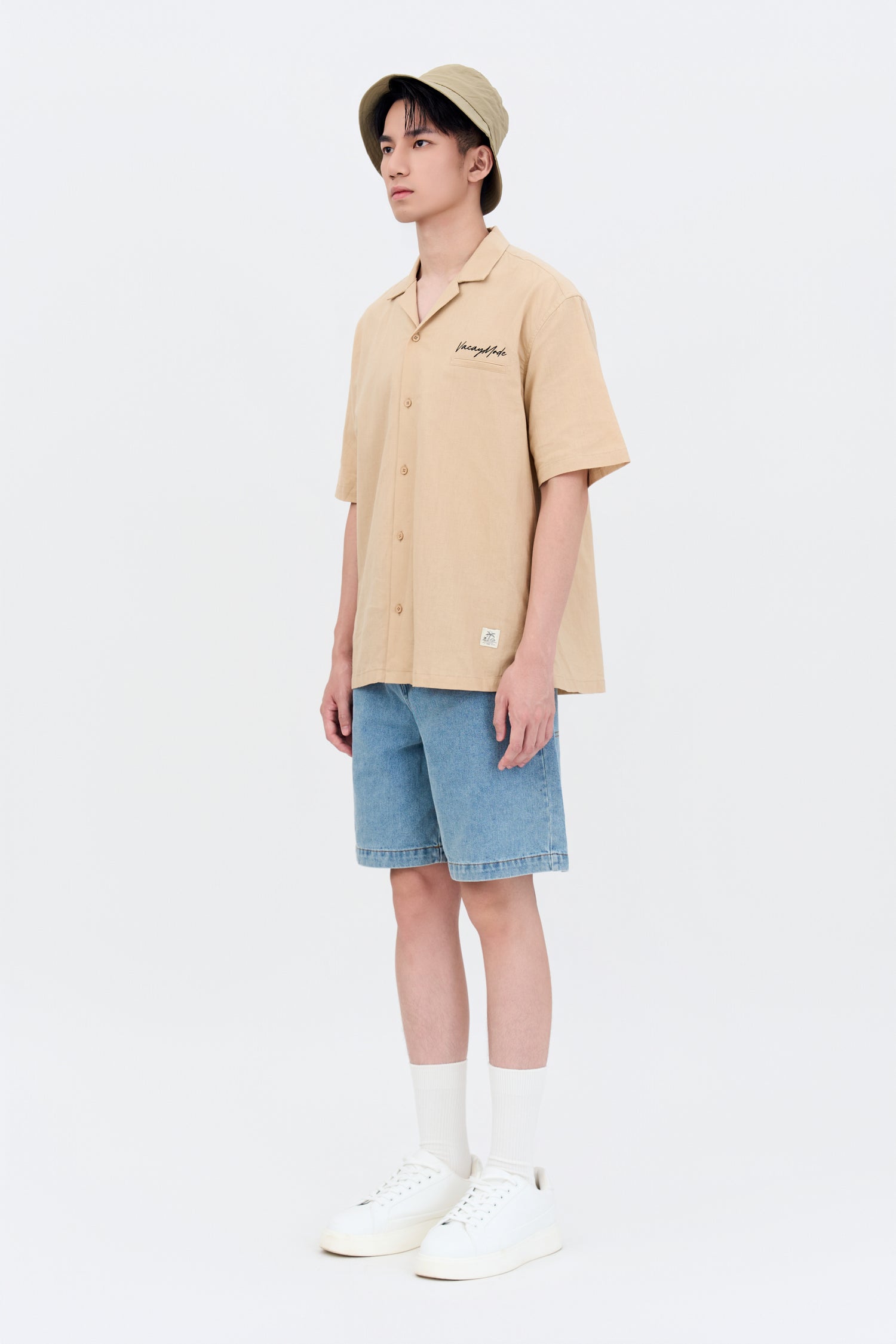 Vacay Mode Cuban Shirt - Sand
