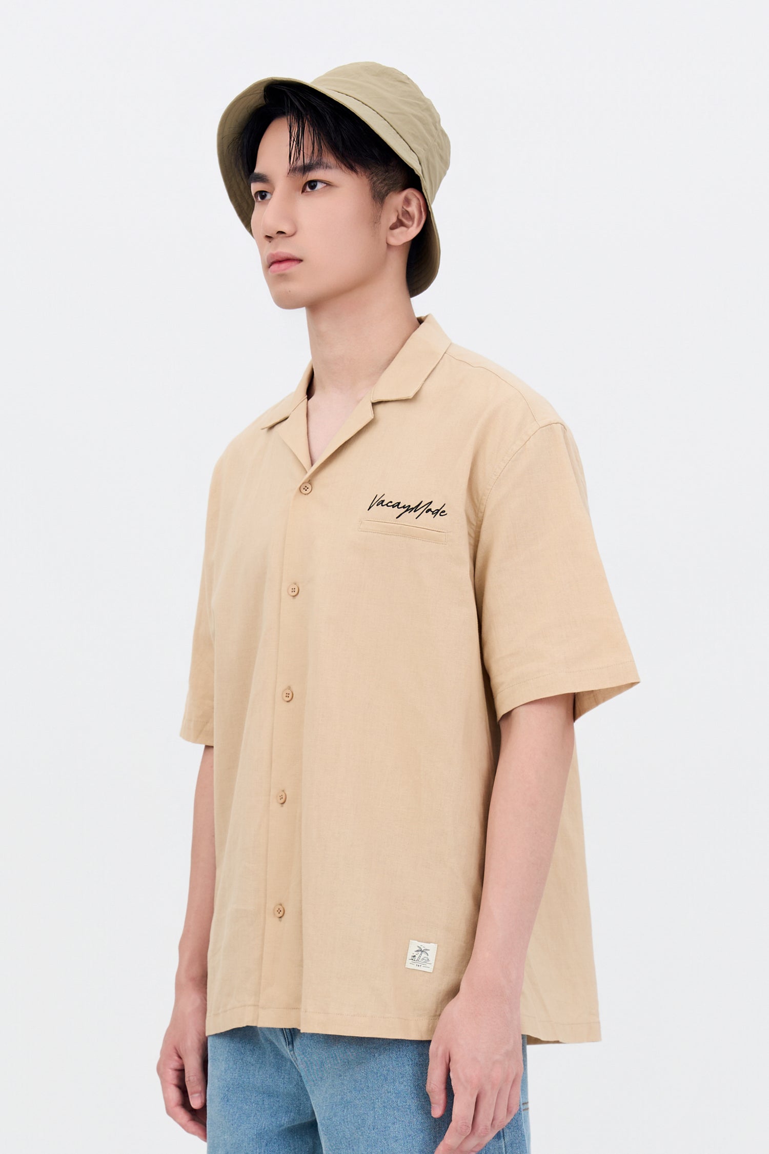 Vacay Mode Cuban Shirt - Sand
