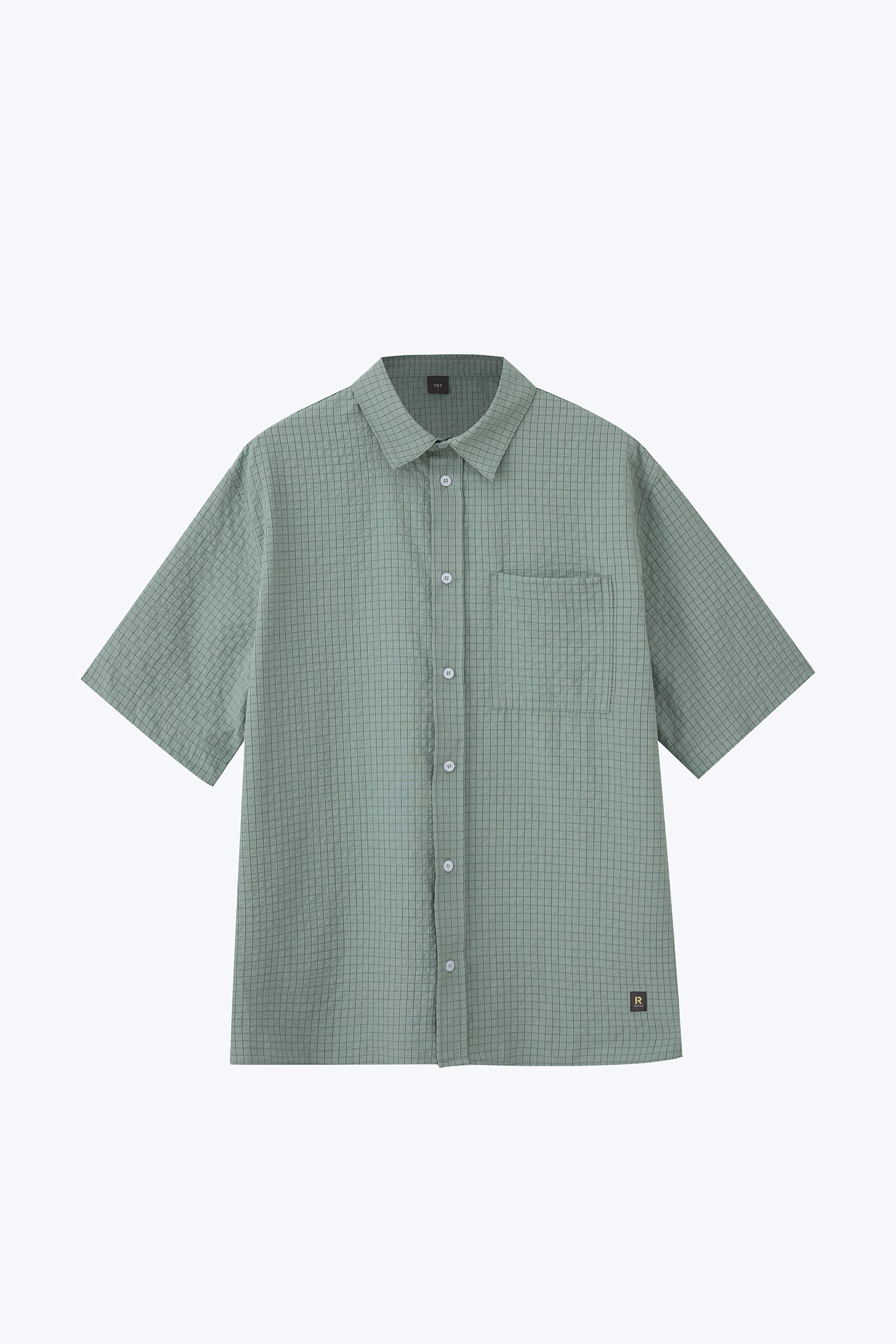 Short Sleeve Checked Shirt - Dark Green