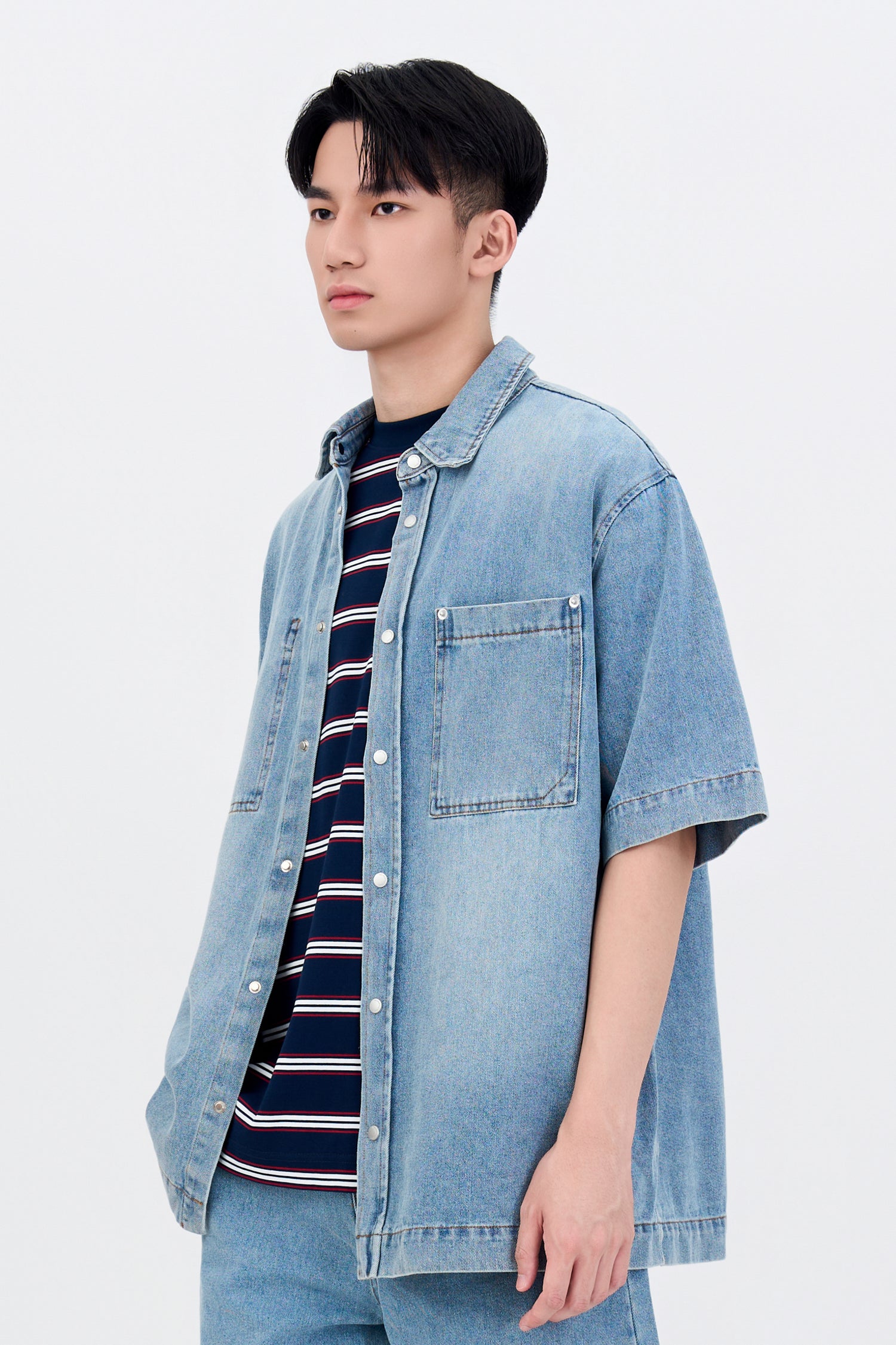 Denim Shadow Pocket Shirt - Denim
