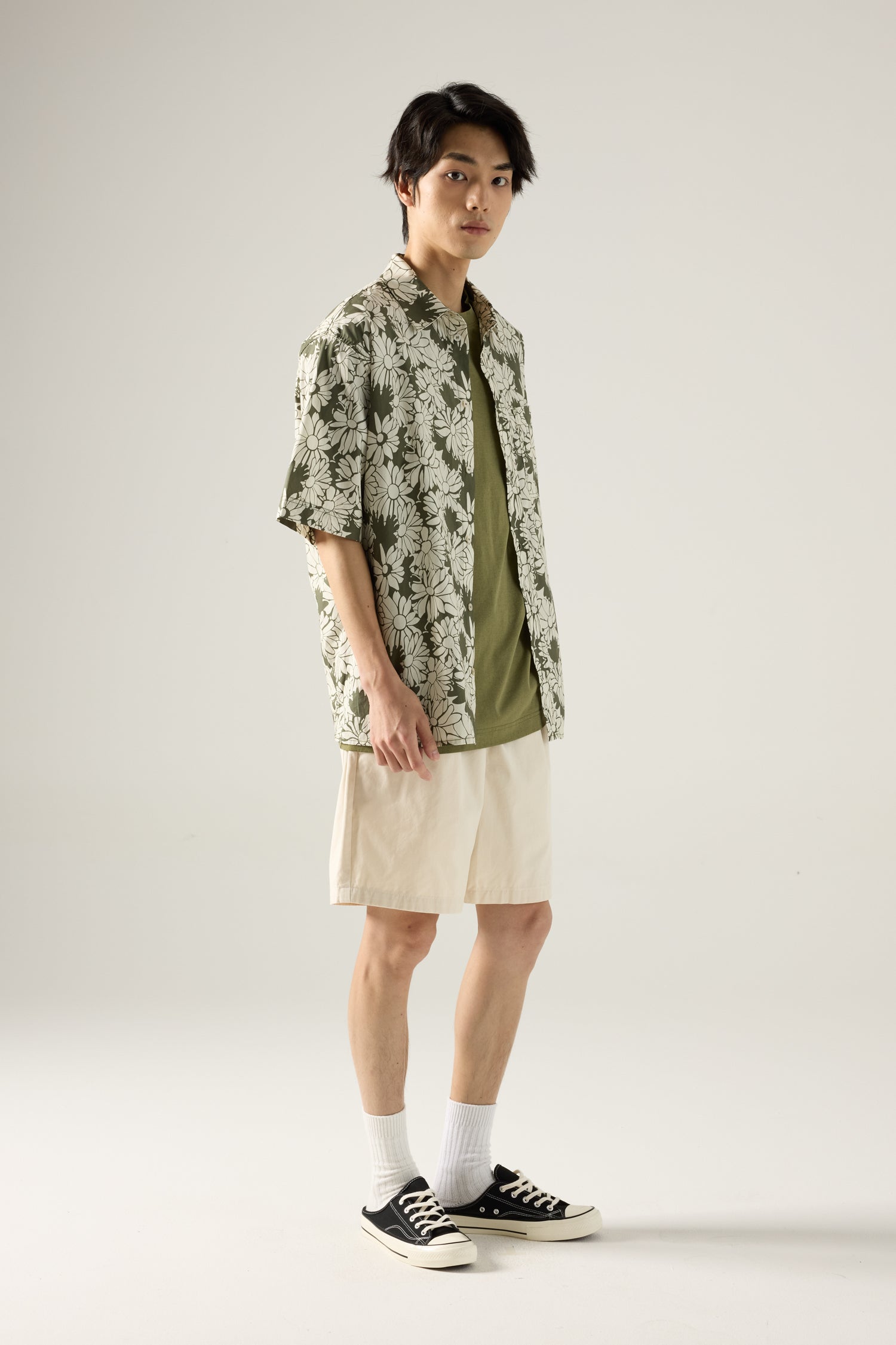 Relaxed Fit Floral Shirt - Olive Floral