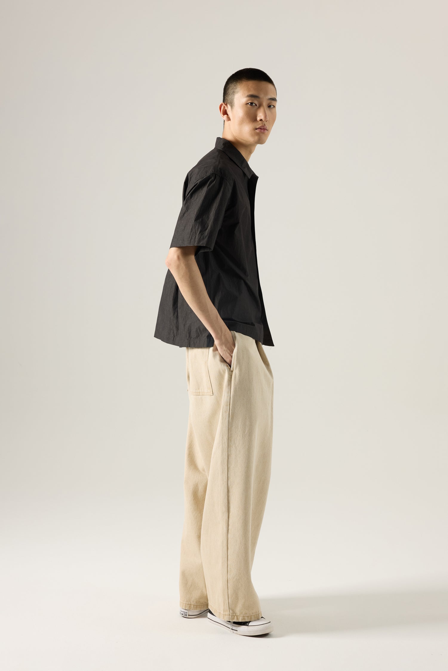 Cotton Short Sleeve Shirt - Dark Charcoal