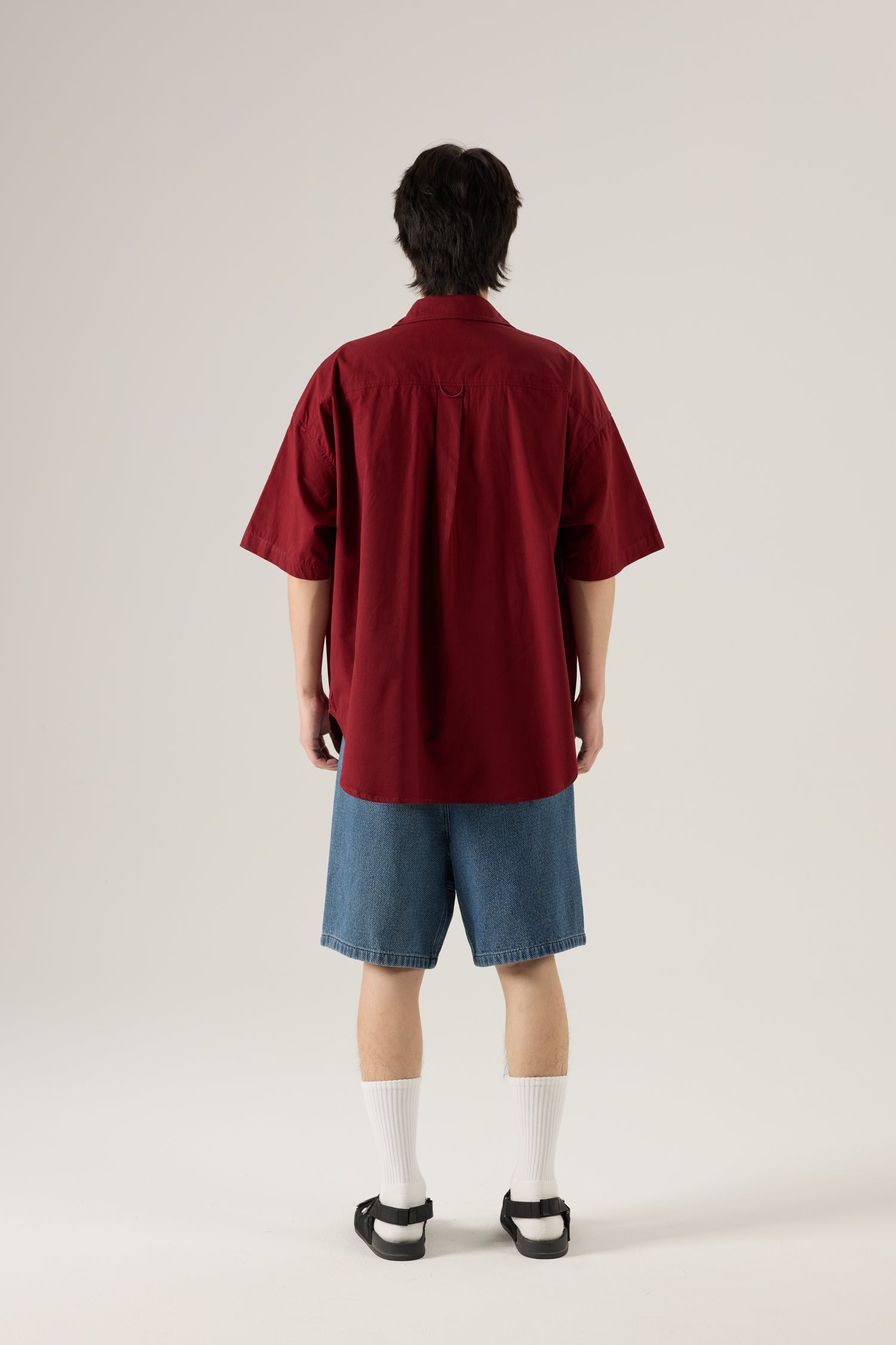 Welt Pocket Oversized Shirt - Burgundy