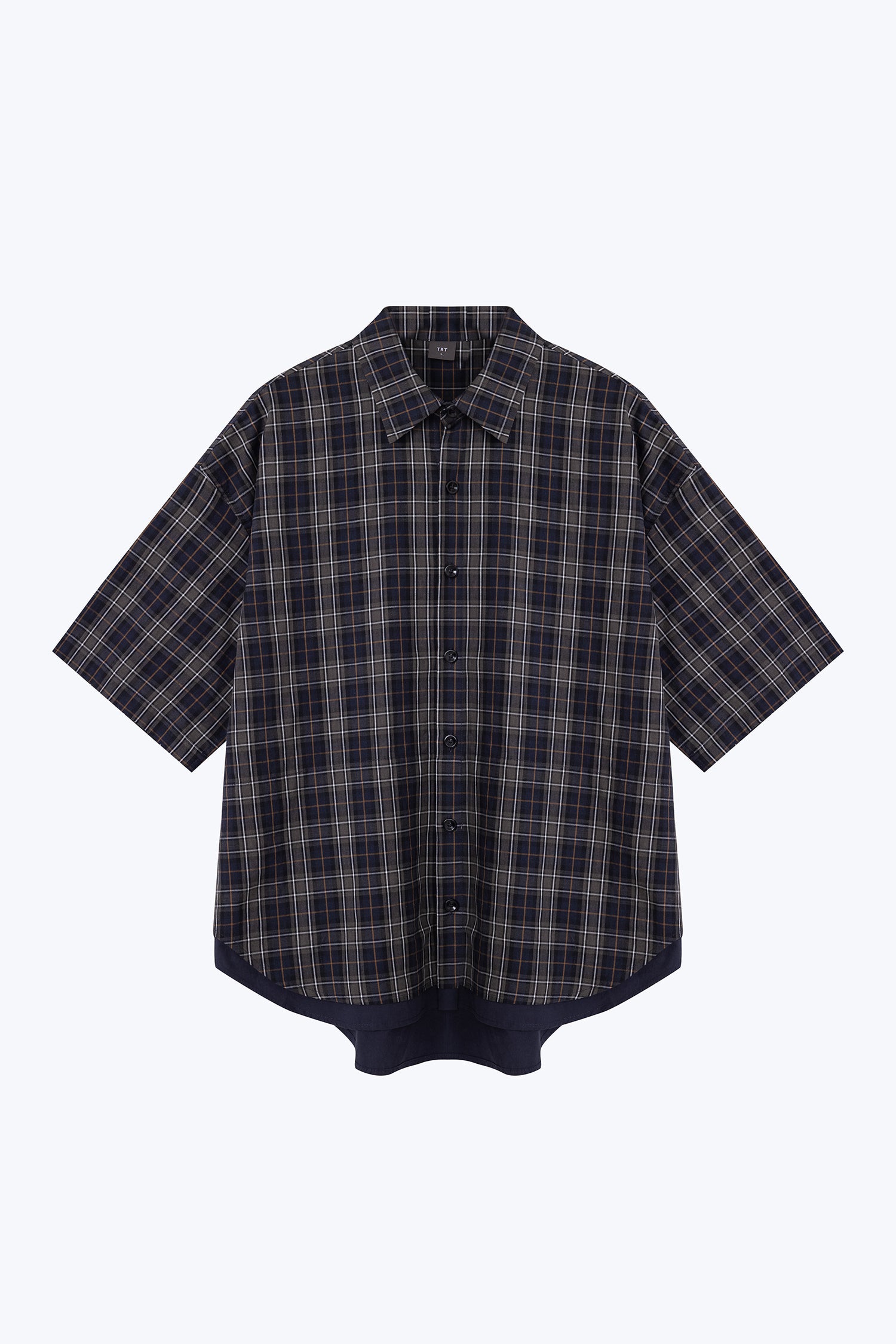 Layered Hem Checked Shirt - Checkered Navy