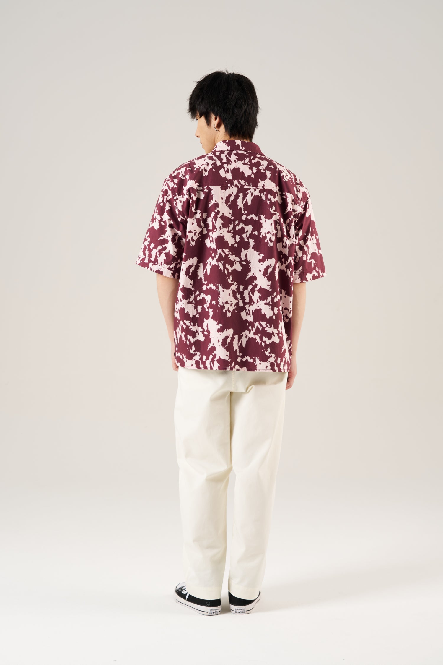 Abstract Print Cuban Collar Shirt - Abstract Dark Plum
