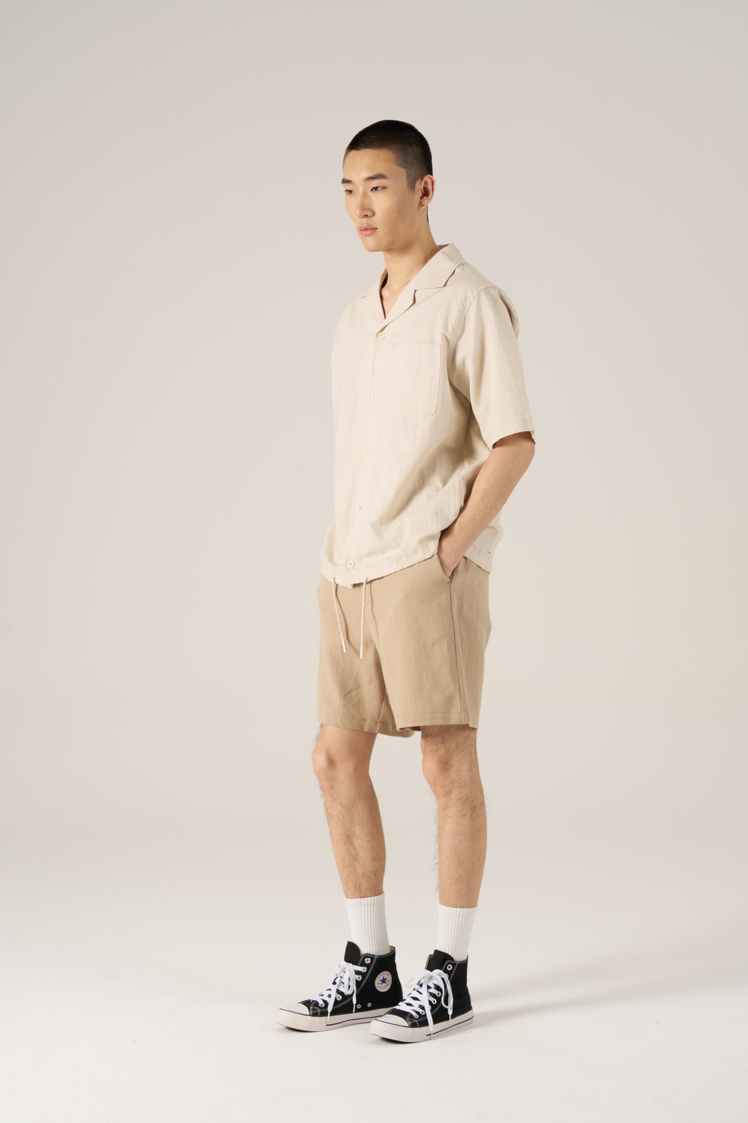 Relaxed Fit Linen Cotton Shirt - Sand