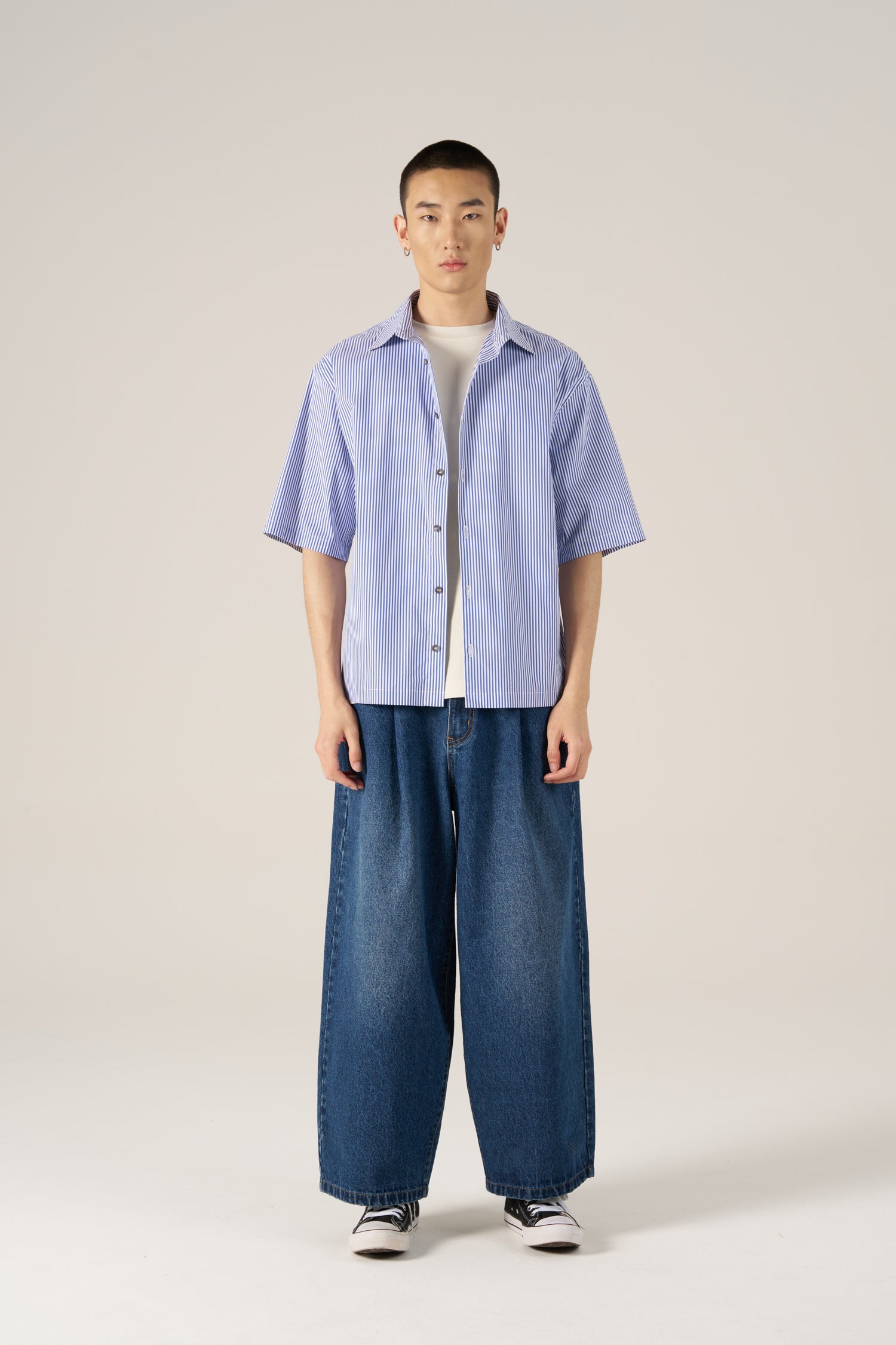 Oversized Striped Shirt - Stripes Blue