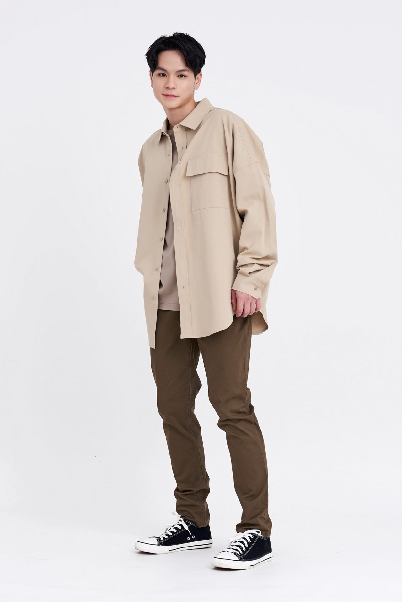 Oversized Long Sleeve Flap Pocket Shirt