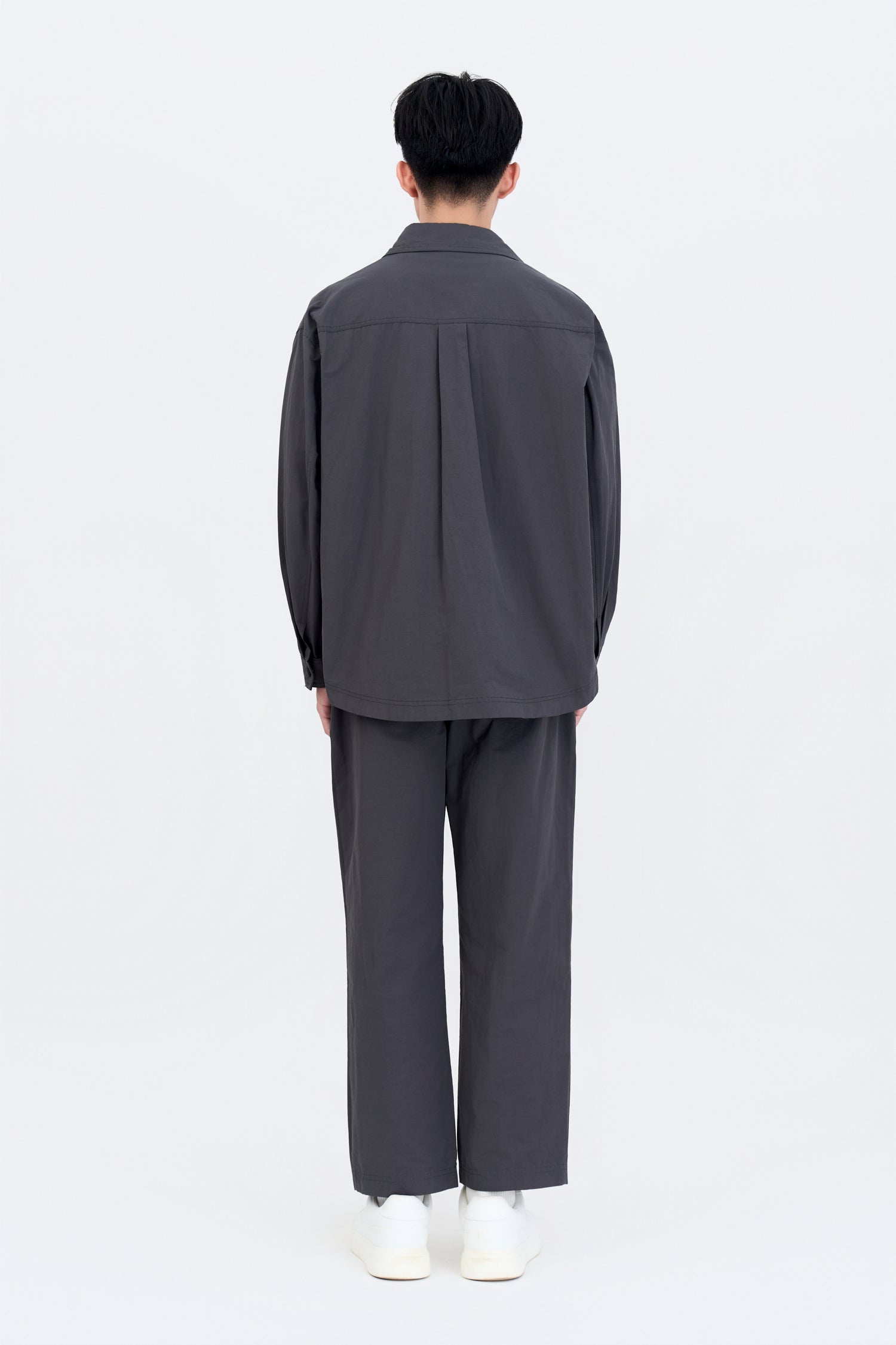 Cotton Nylon Long Sleeve Shirt - Charcoal