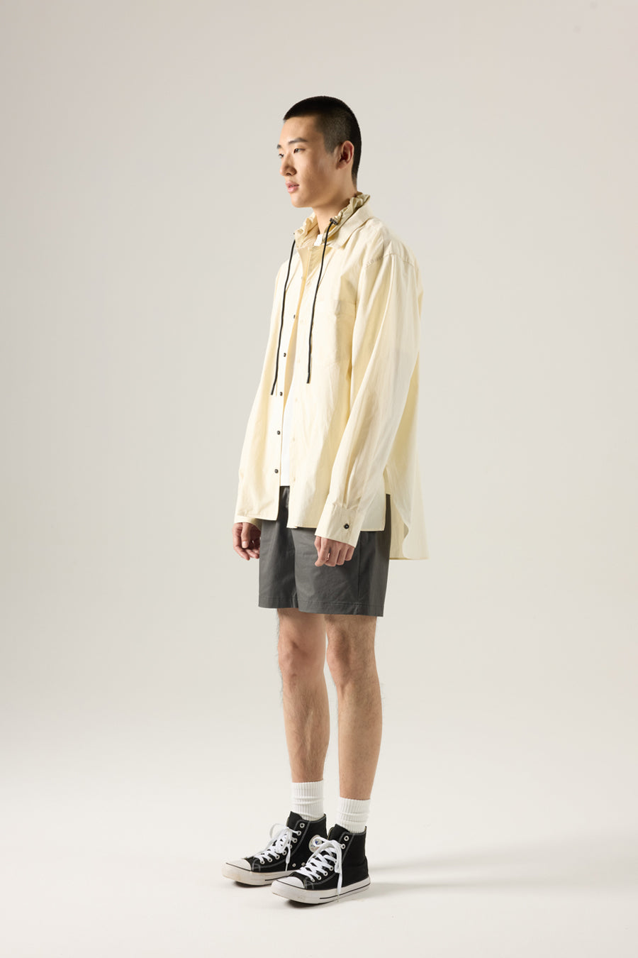 Drawstring Collar Shirt - Sand