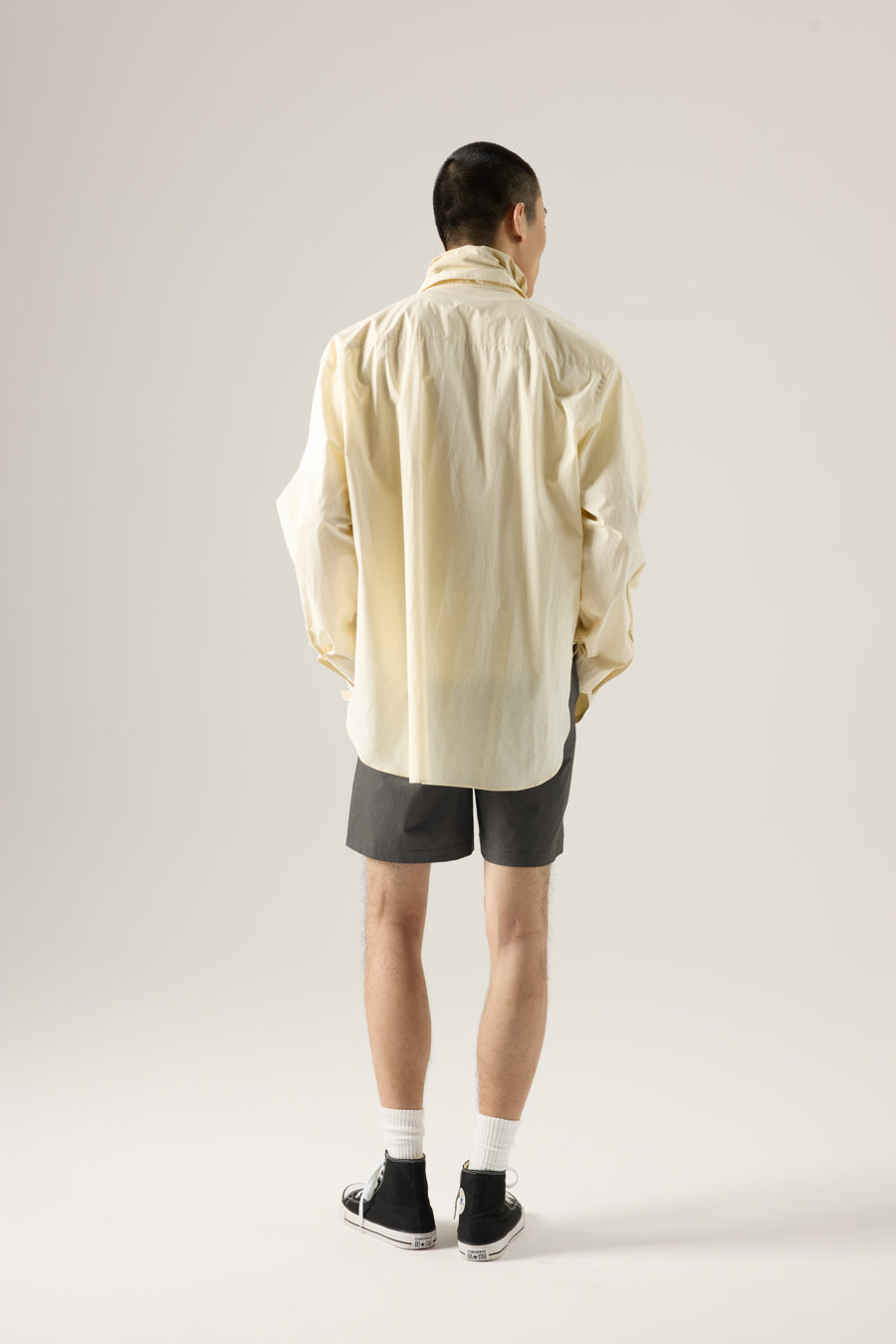 Drawstring Collar Shirt - Sand