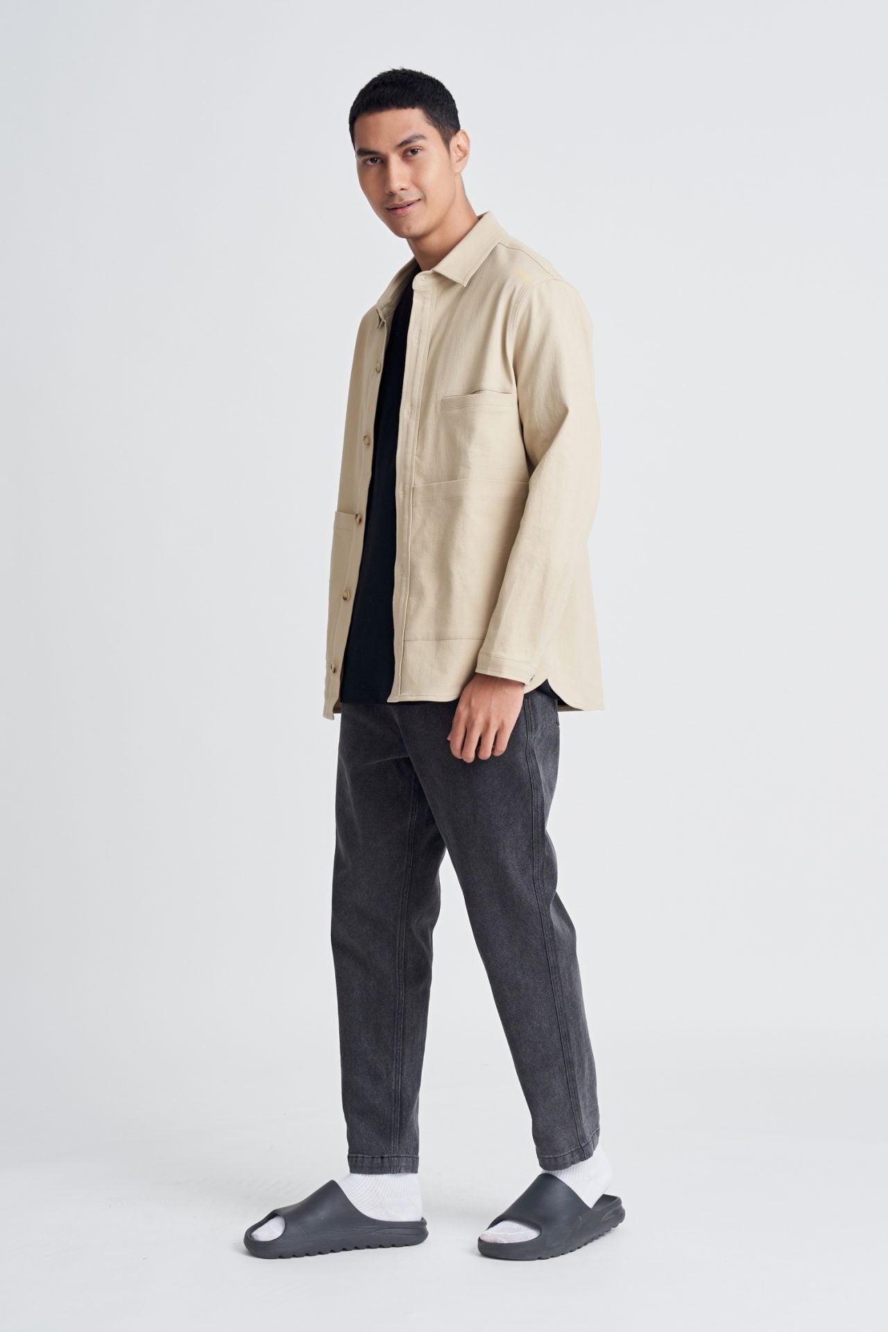 Cotton Stretch Relaxed Fit Utility Shirt Jacket