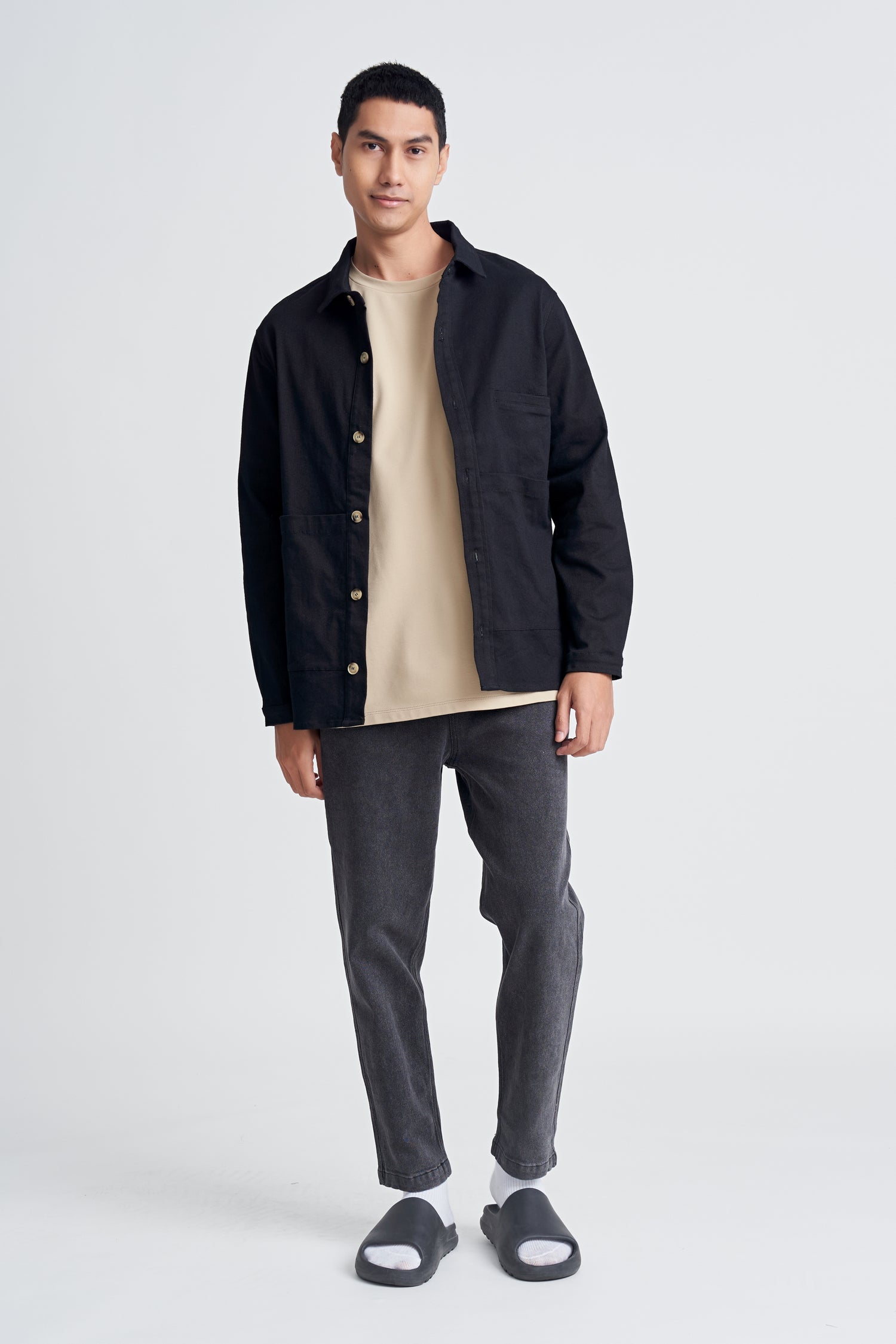 Cotton Stretch Relaxed Fit Utility Shirt Jacket