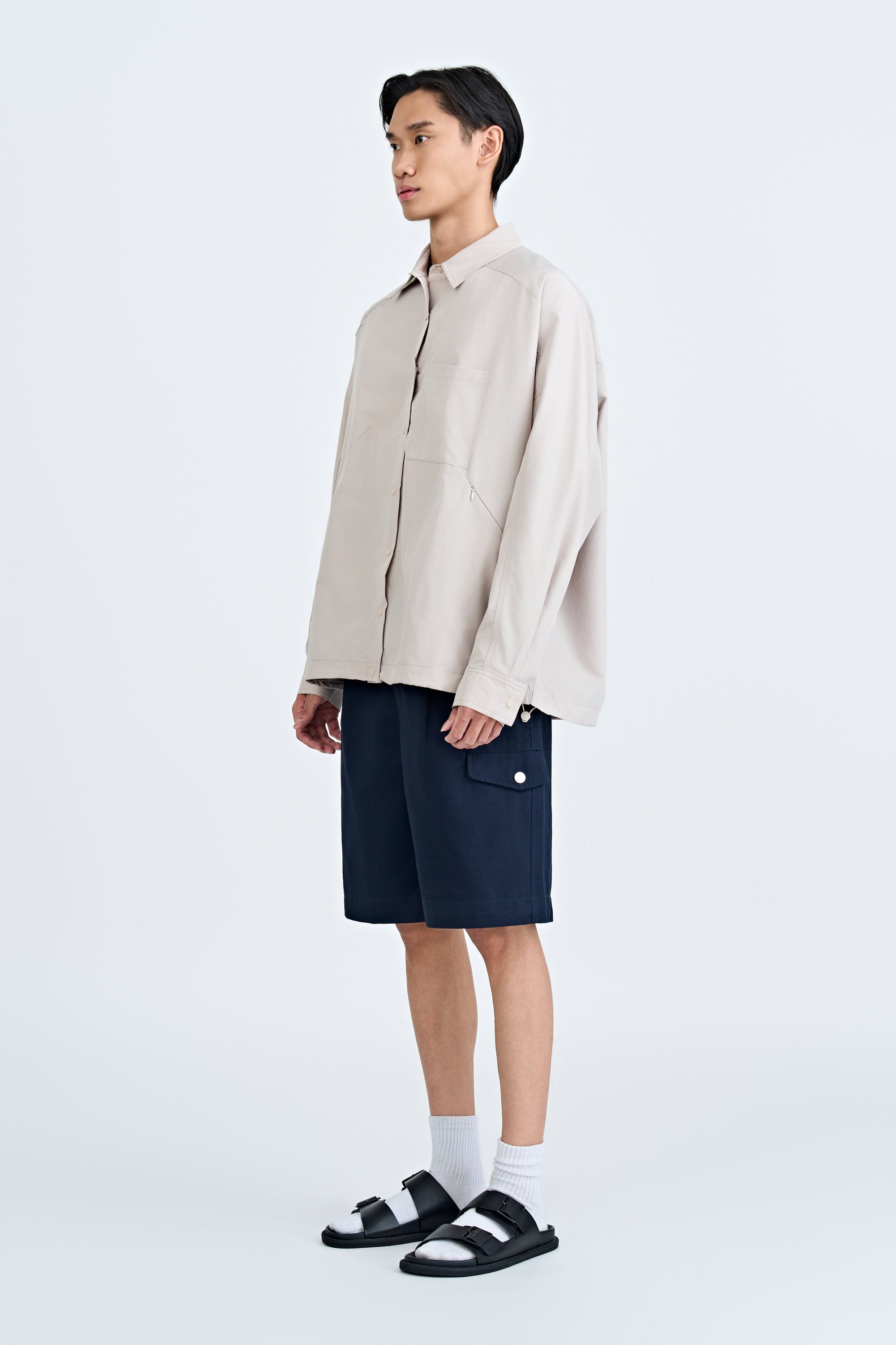 Light Weight Jacket With Conceal Pocket - Khaki