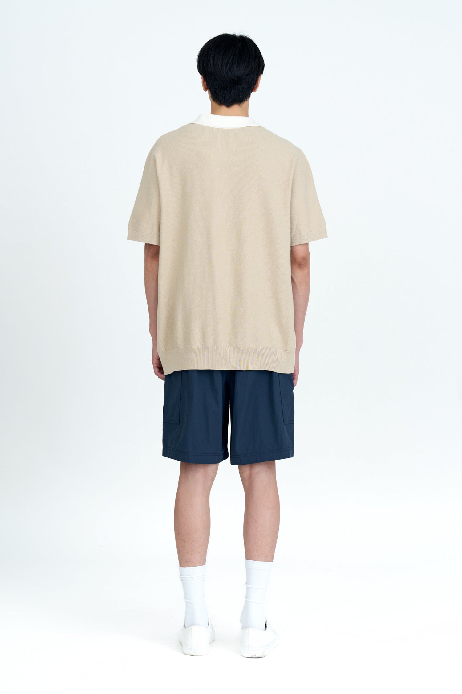 Knitted Open Collar Top - Sand