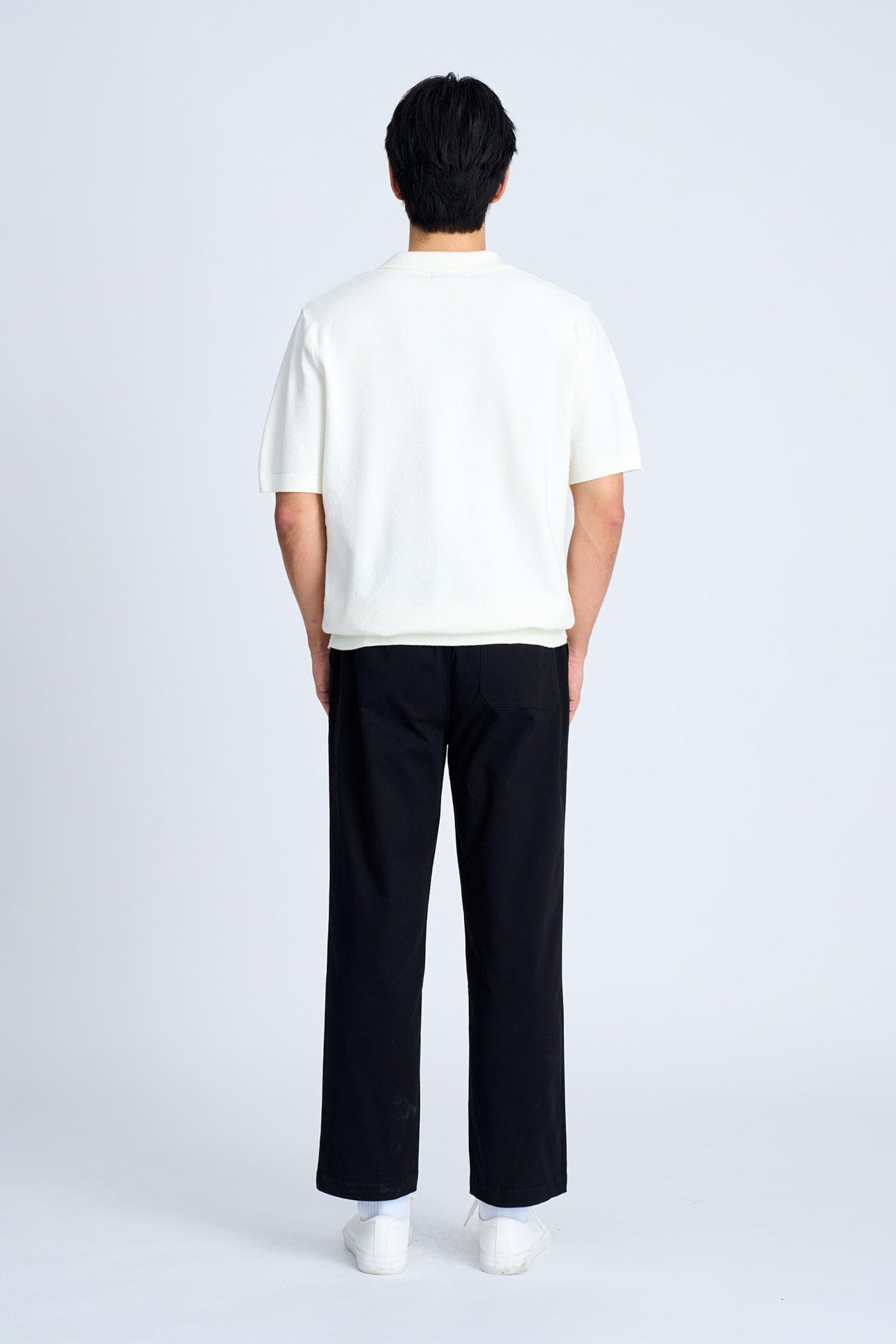 Knitted Open Collar Top - Cream