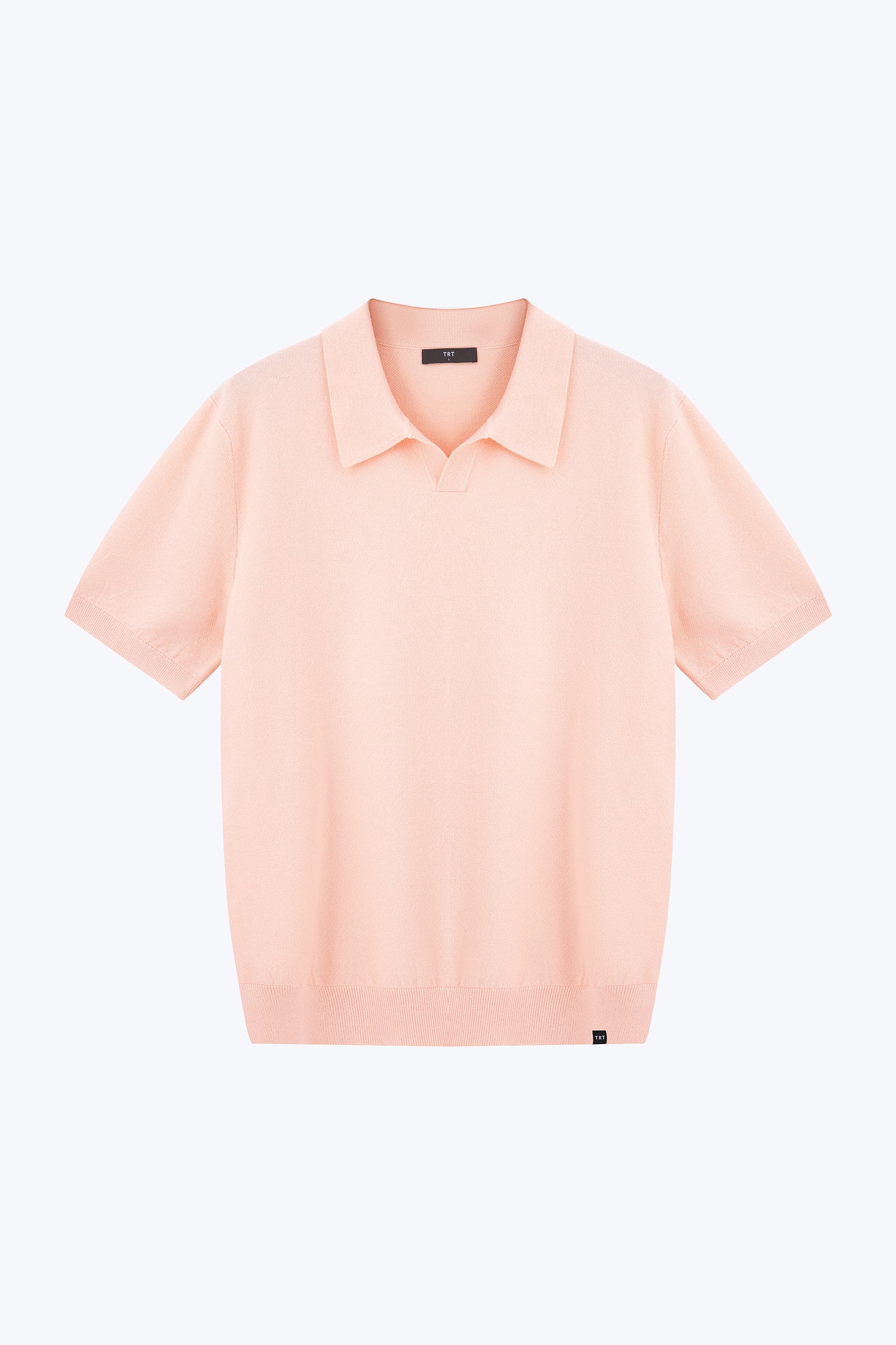 Knitted Open Collar Top - Blush