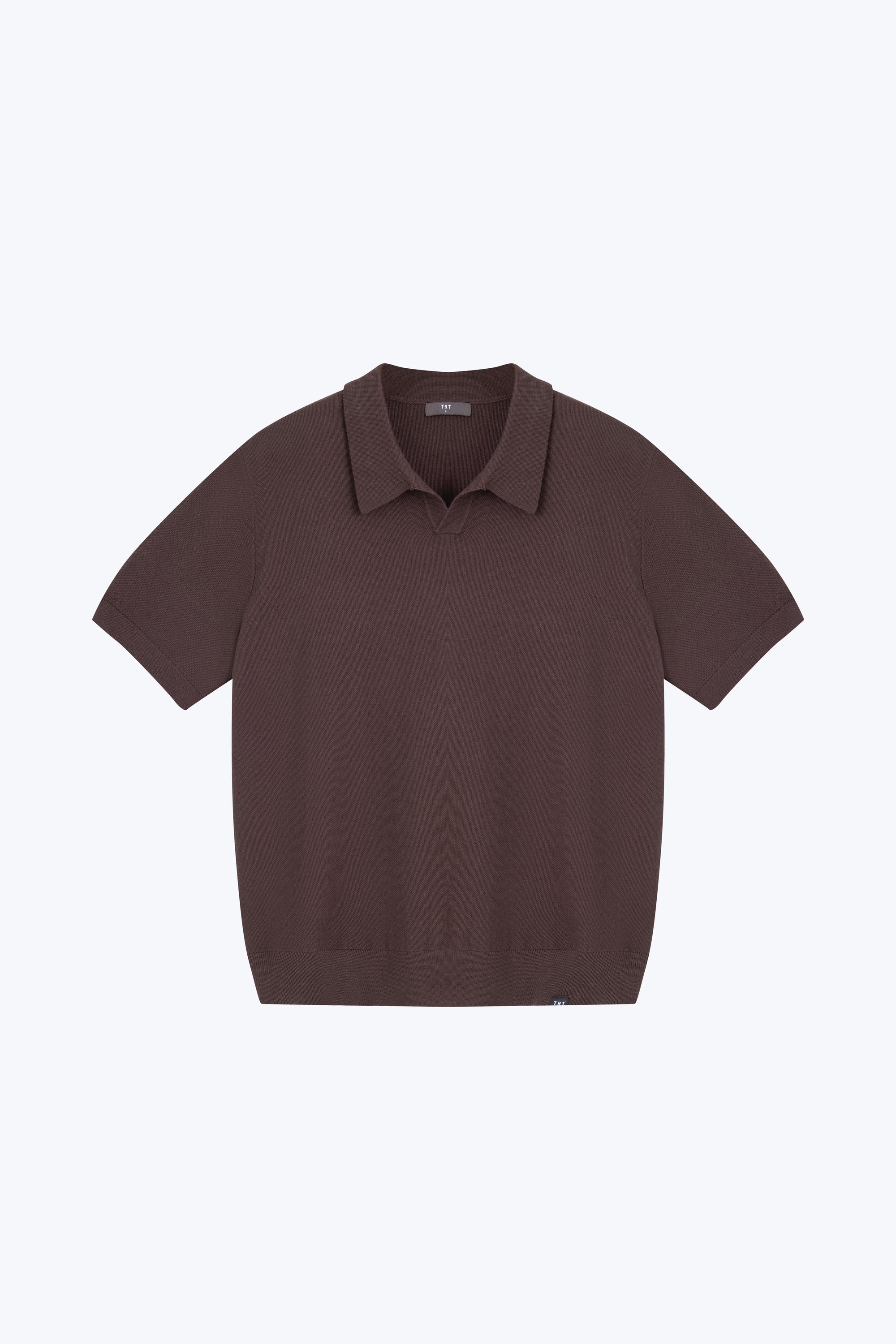 Knitted Open Collar Top - Cocoa