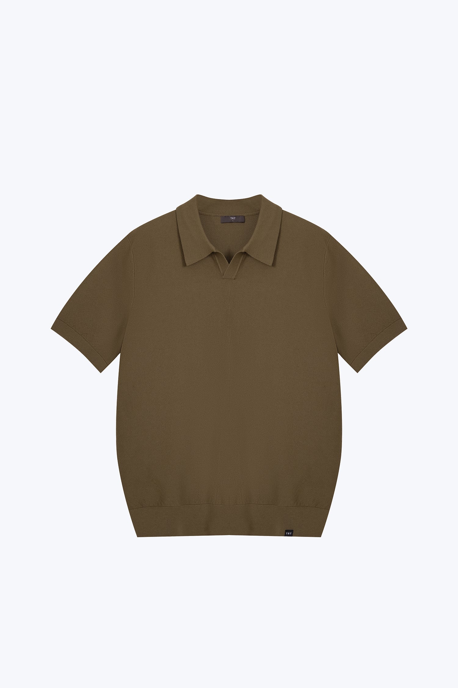 Knitted Open Collar Top - Olive