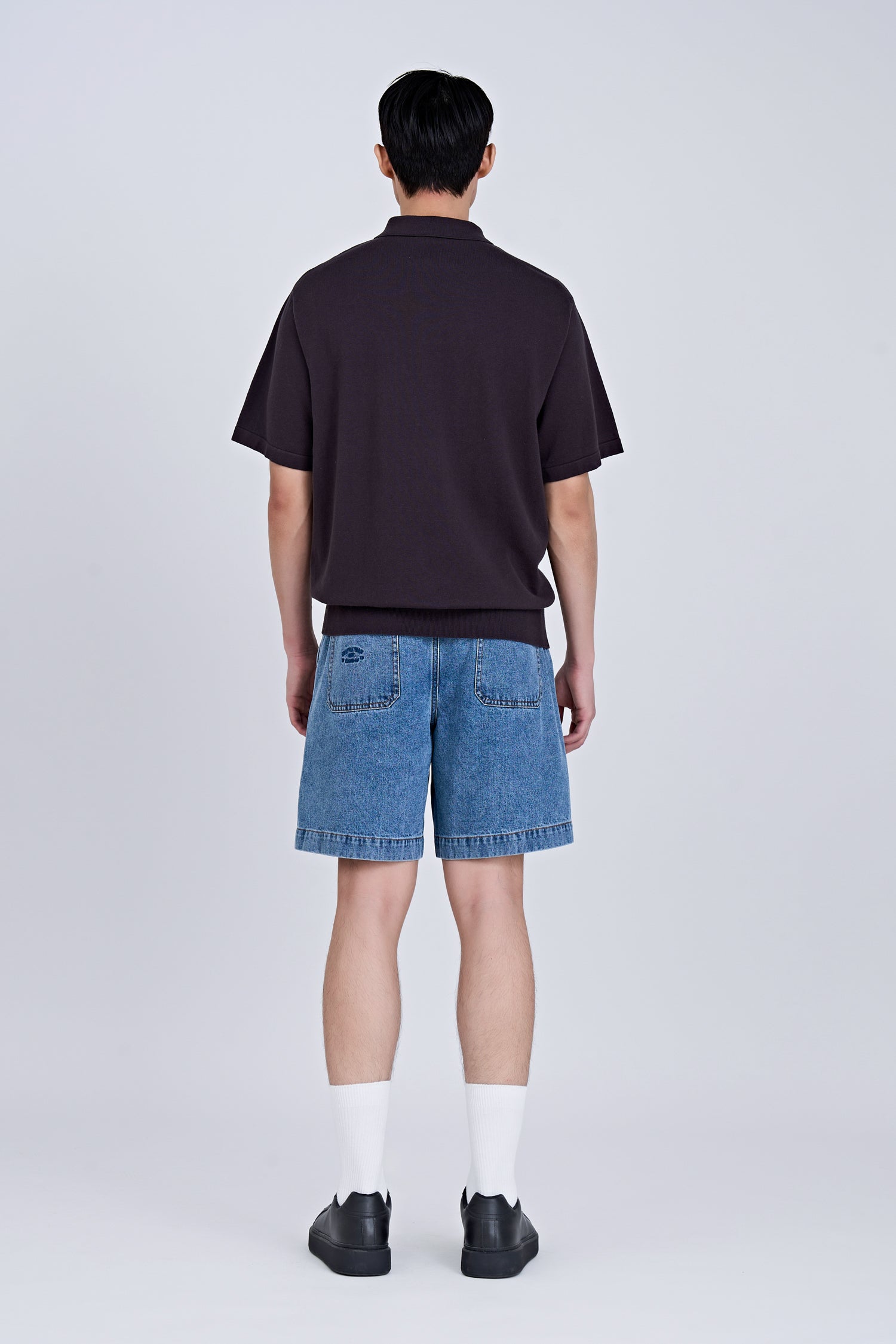 Relaxed Cut Knit Polo - Charcoal