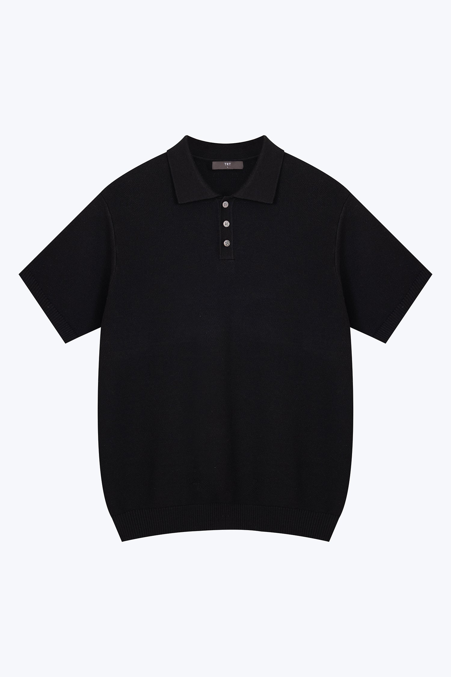 Knitted Polo Tee - Black