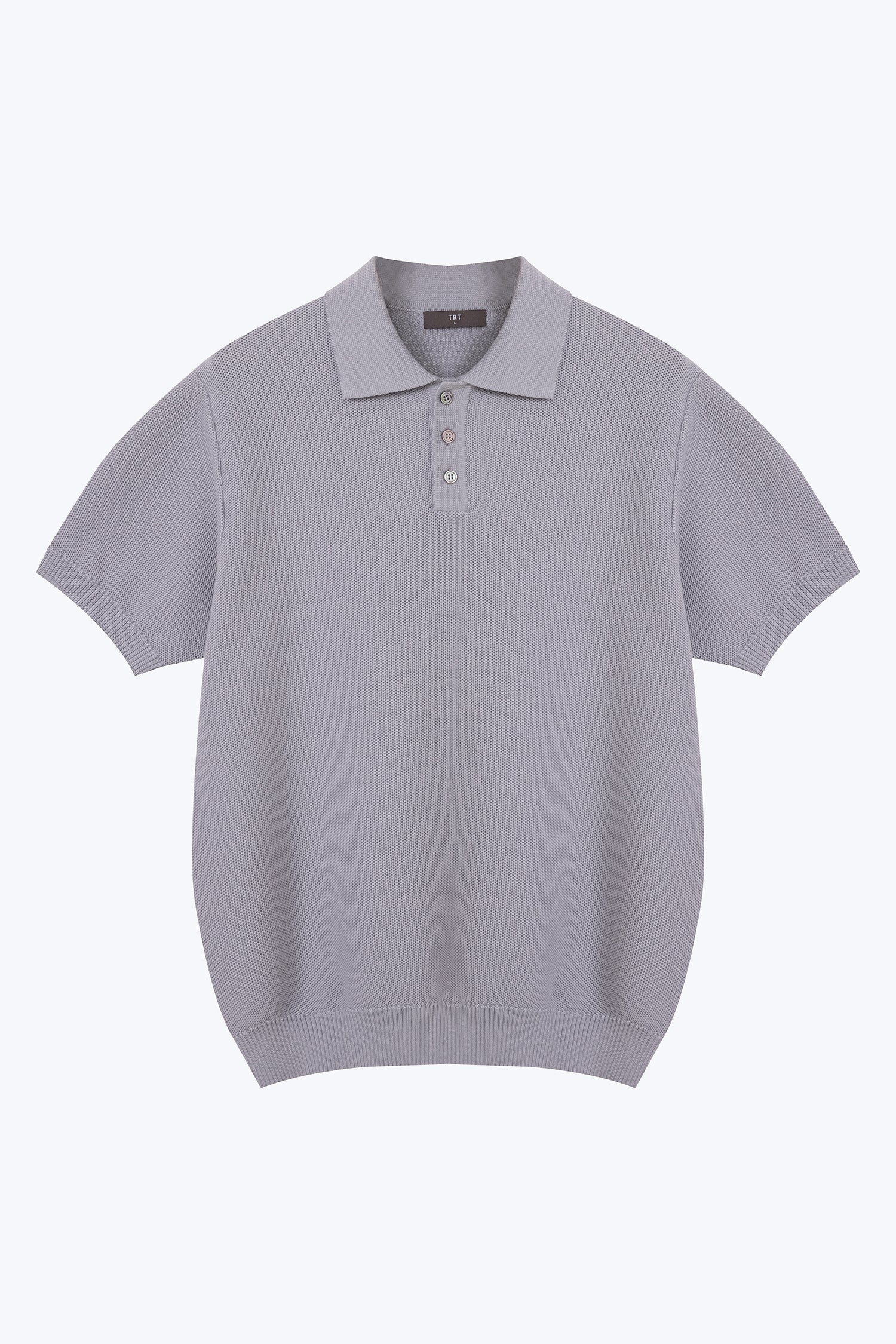 Knitted Polo Tee - Grey