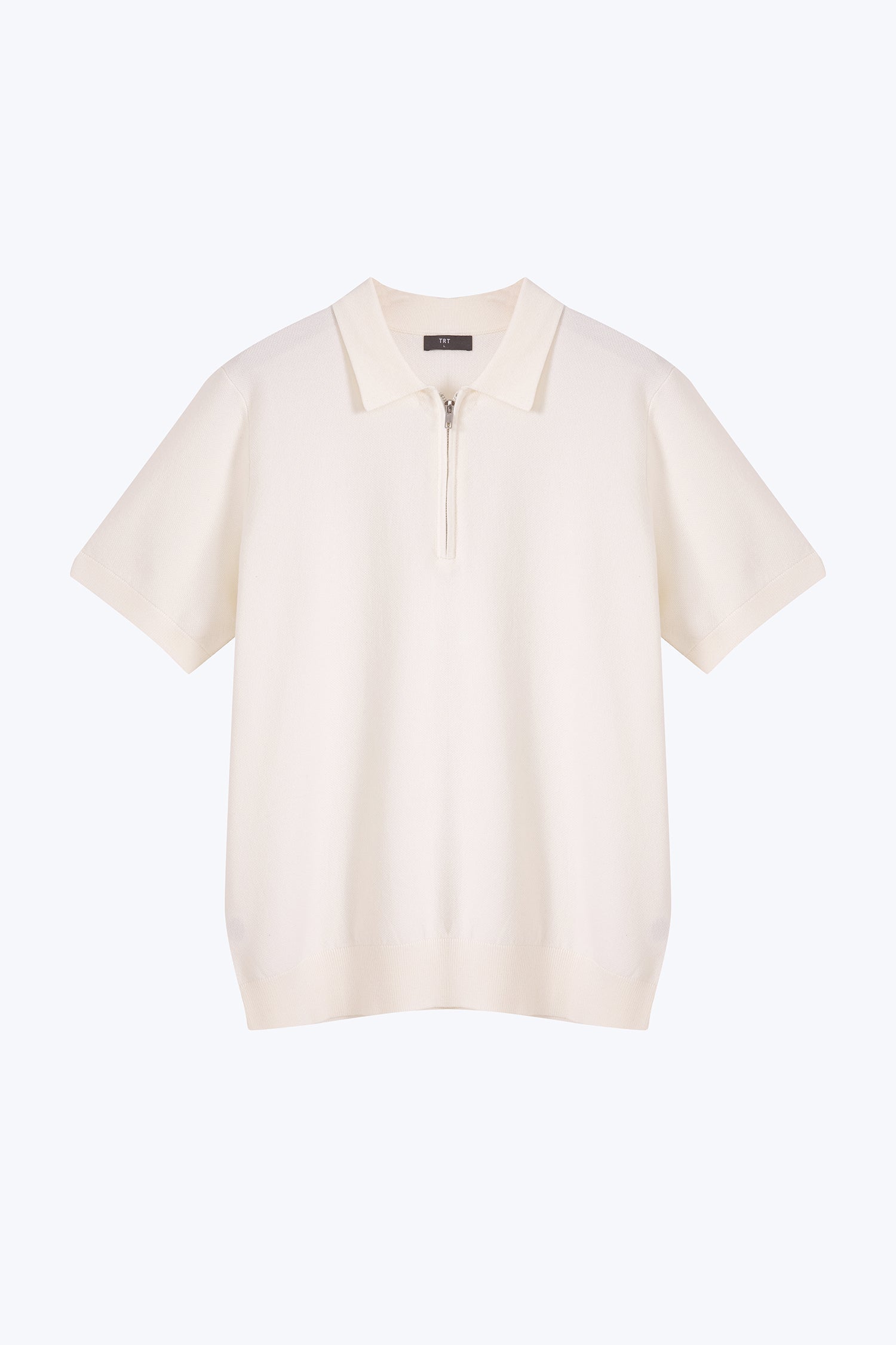 Knit Zip Collar Polo - Cream
