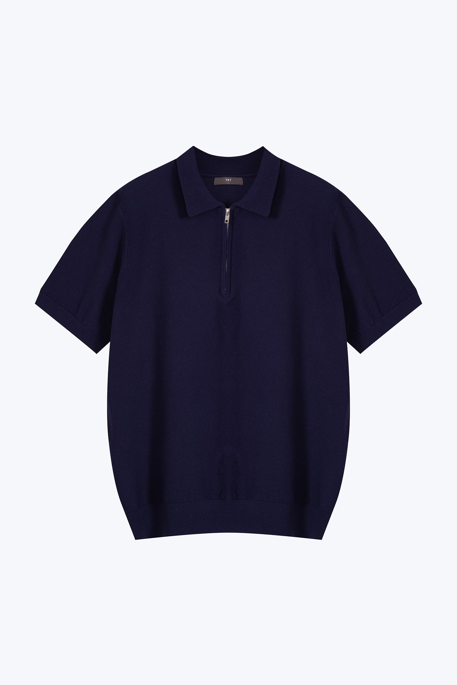 Knit Zip Collar Polo - Navy