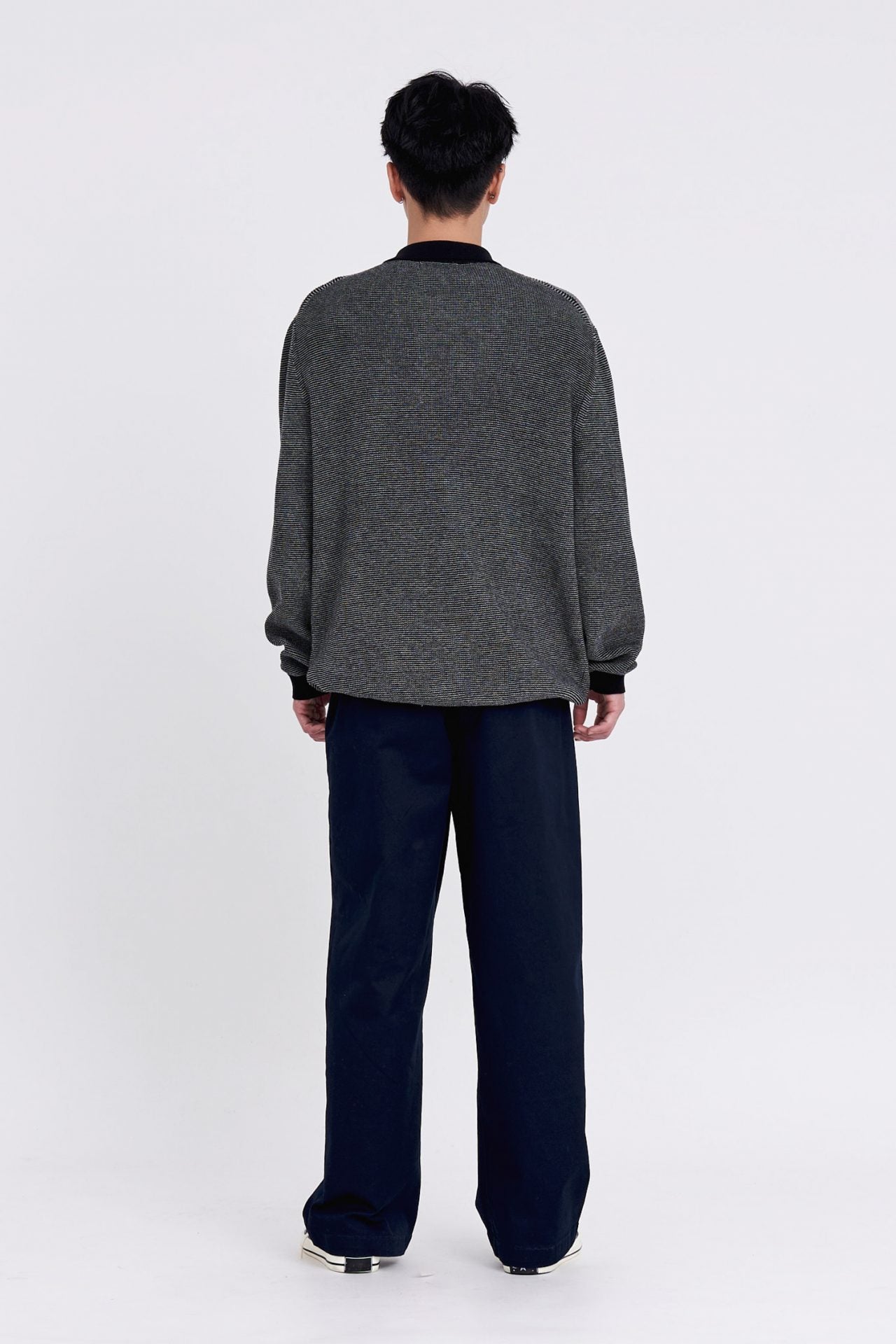 Knitted Dual-Colour Polo Pullover