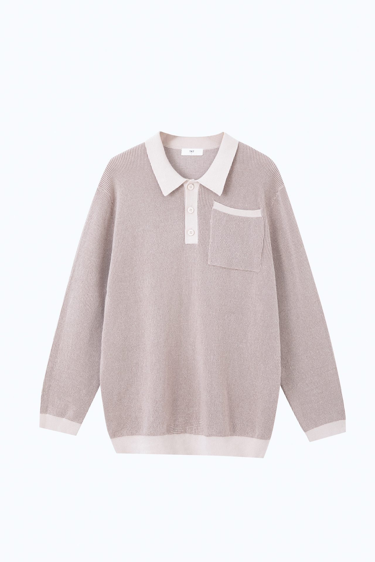 Knitted Dual-Colour Polo Pullover