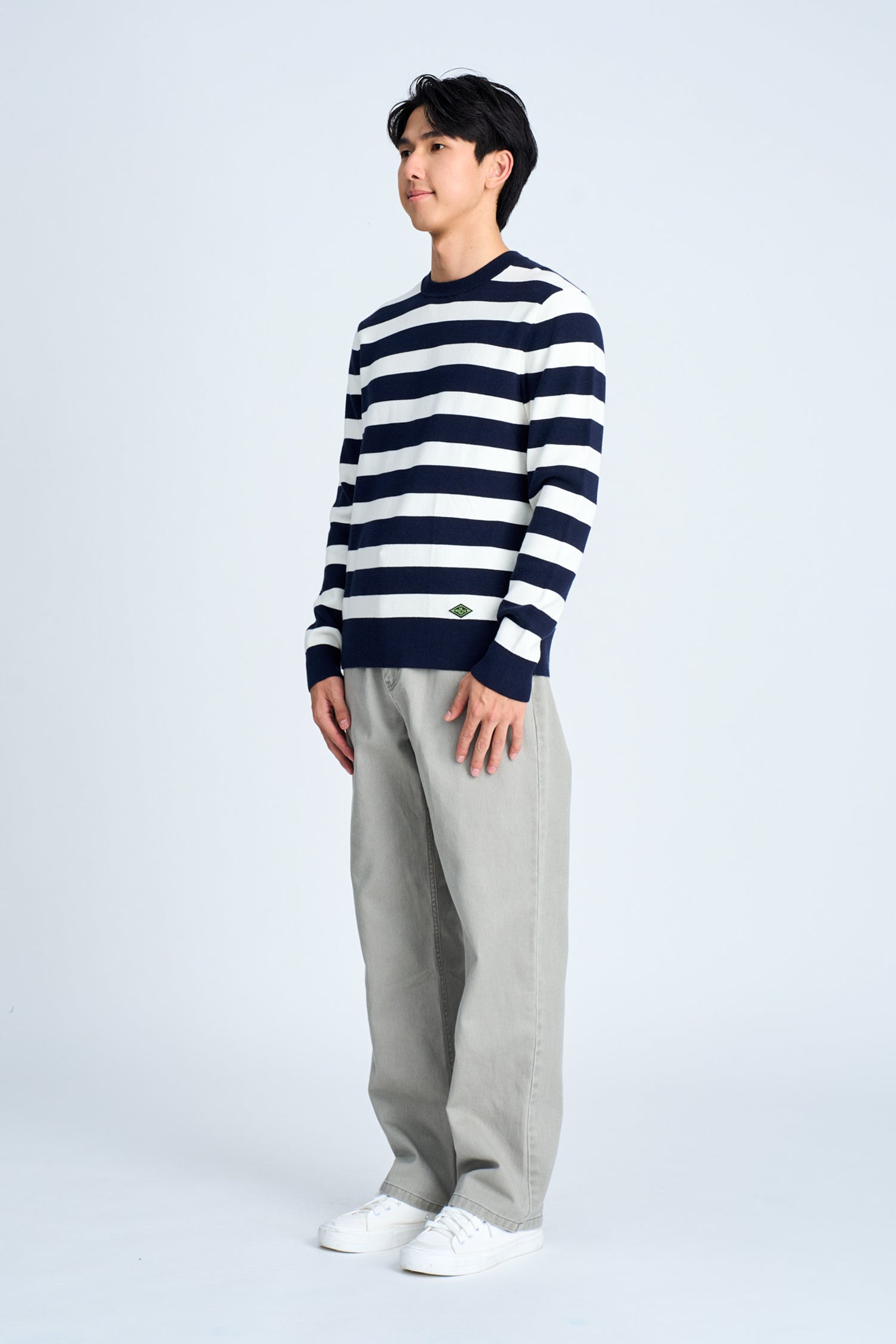 Knitted Cotton Crew Neck Sweater