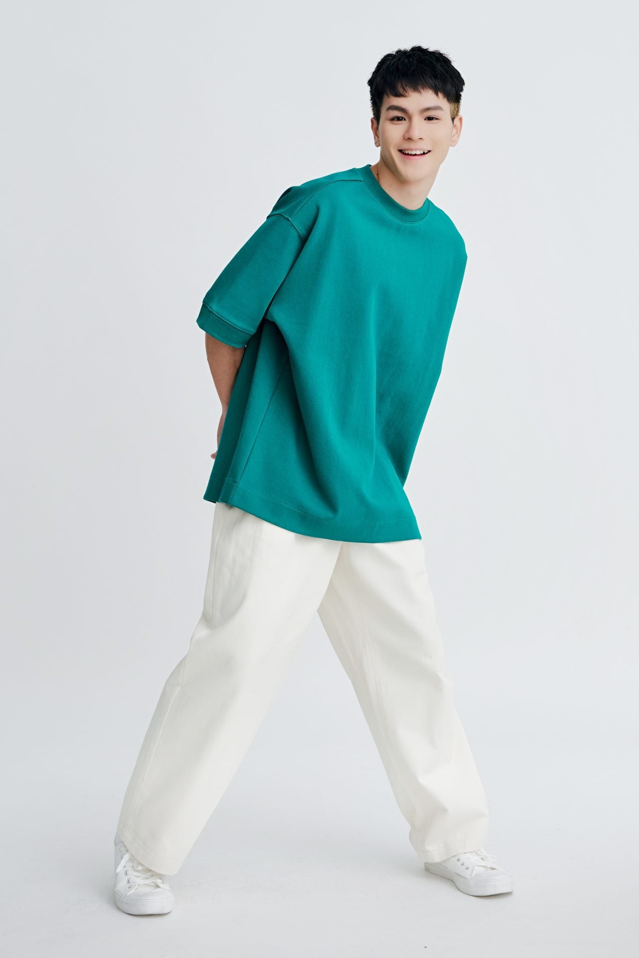 Wide Fit Double-pleated Parachute Trousers
