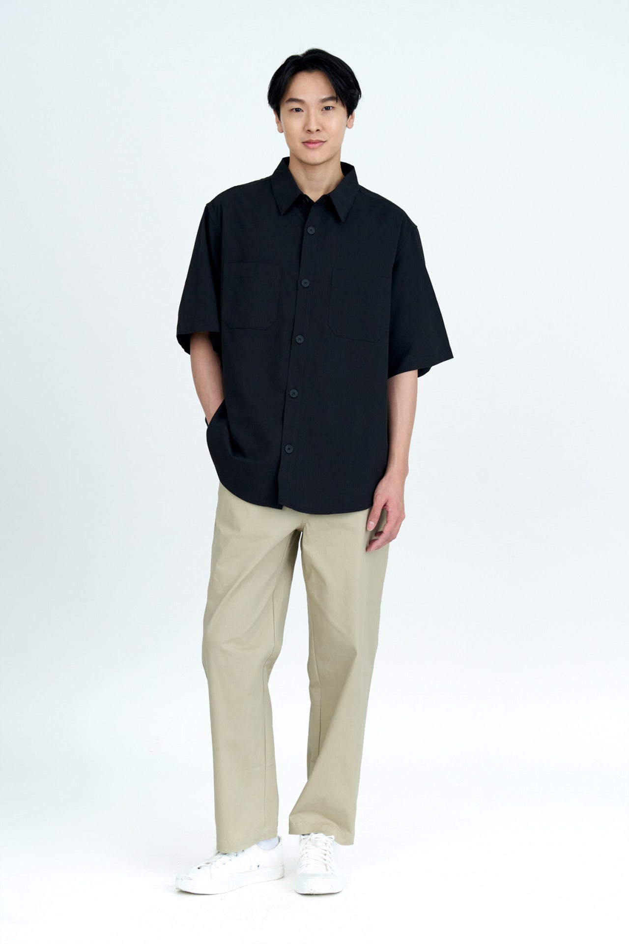 Drawstring Straight Cut Pants - Khaki